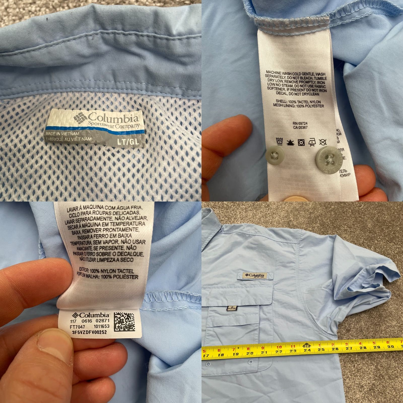 Vintage Columbia PFG Bahama Shirt Mens LT Blue Button-Down Short Sleeve Omni-Shade Fishing Outdoor Casual Travel Size US L / EU 52-54 / 3 - 9 Thumbnail