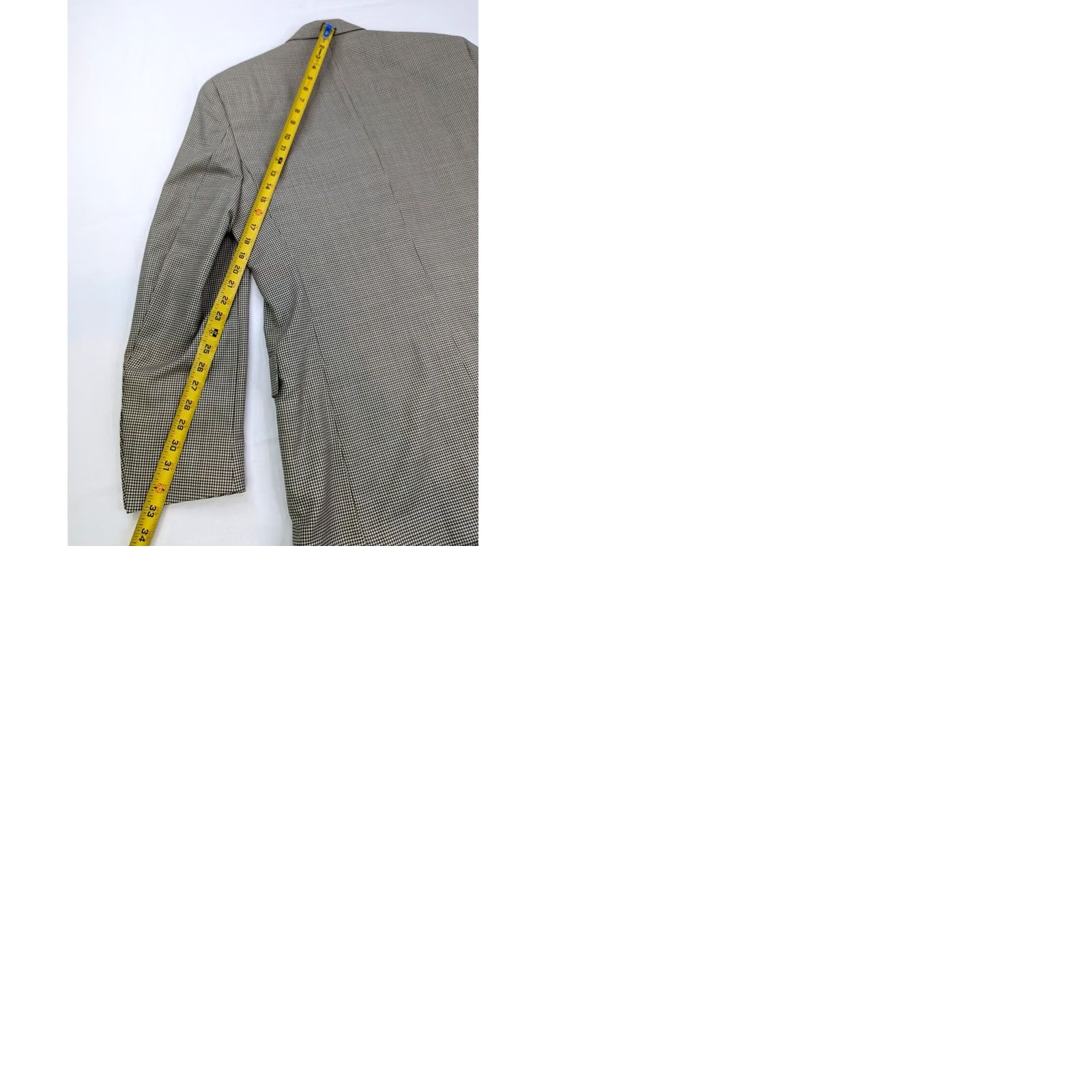Jos. A. Bank Jos. A. Bank Gordon Signature Wool Blazer Jacket Men 42L Beige Houndstooth Wool Front Button Style Two-Button Single-Breasted Casual Business Mens Size 42R - 11 Thumbnail