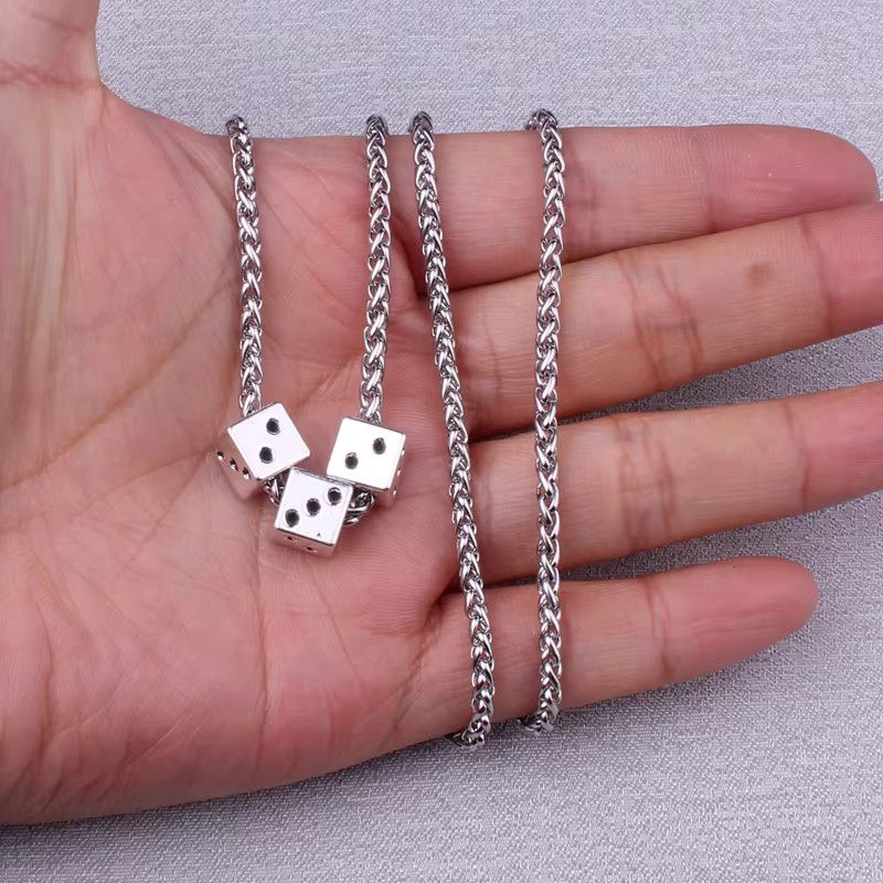 Jewelry Creative 3 Dices Chain Pendant Necklace Grunge Size ONE SIZE - 1 Thumbnail