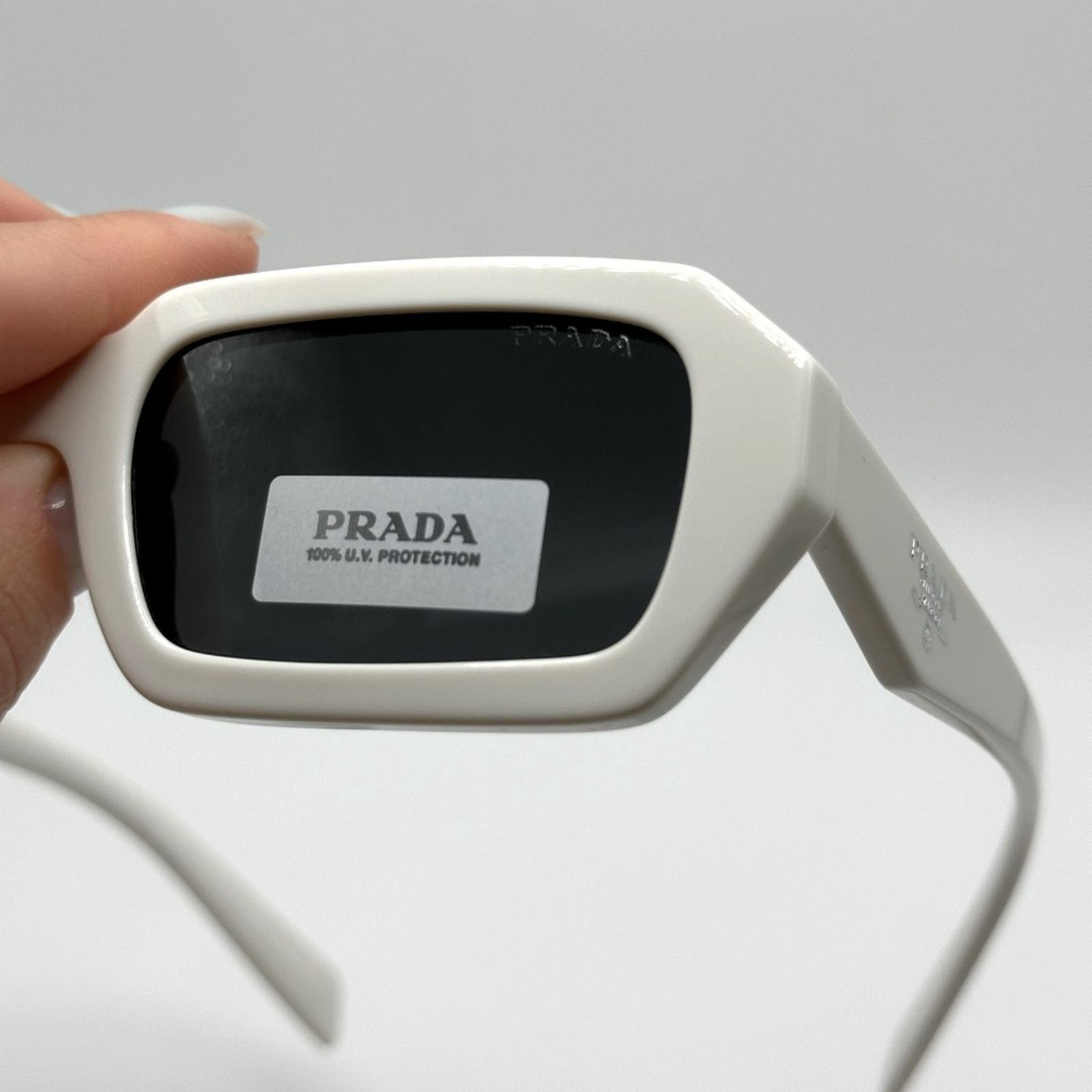 Prada NEW PRADA PR A12S 17K08Z White/Dark Grey Unisex Sunglasses Size ONE SIZE - 4 Thumbnail