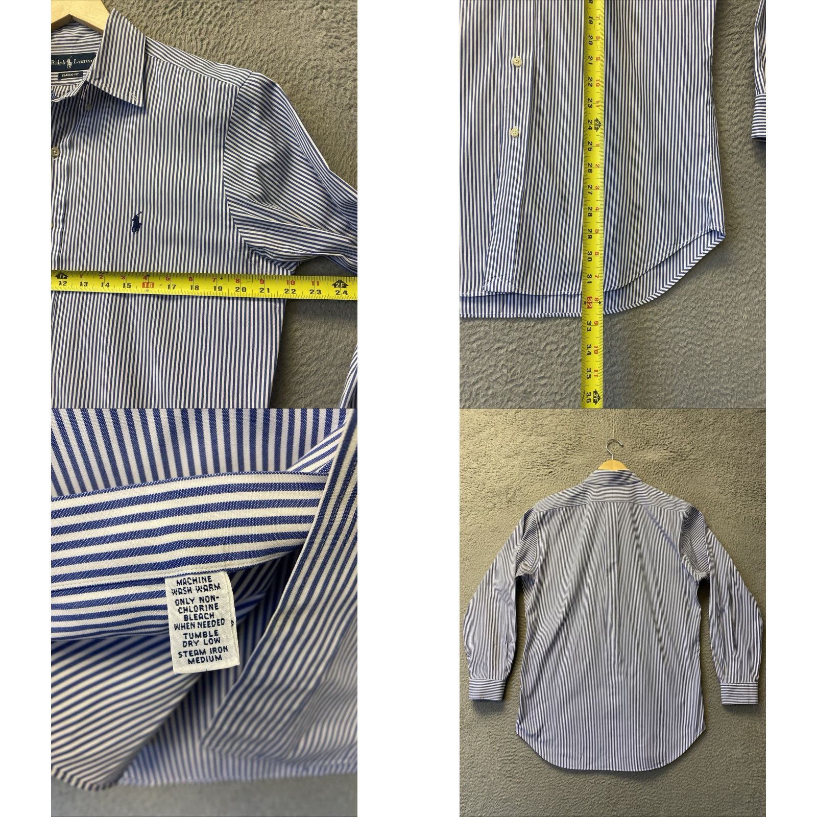 Ralph Lauren Ralph Lauren Button-Down Shirt Mens 16 32/33 Striped Classic Long Sleeve Blue Cotton Polo Pony Logo Casual Shirt Size US L / EU 52-54 / 3 - 8 Thumbnail