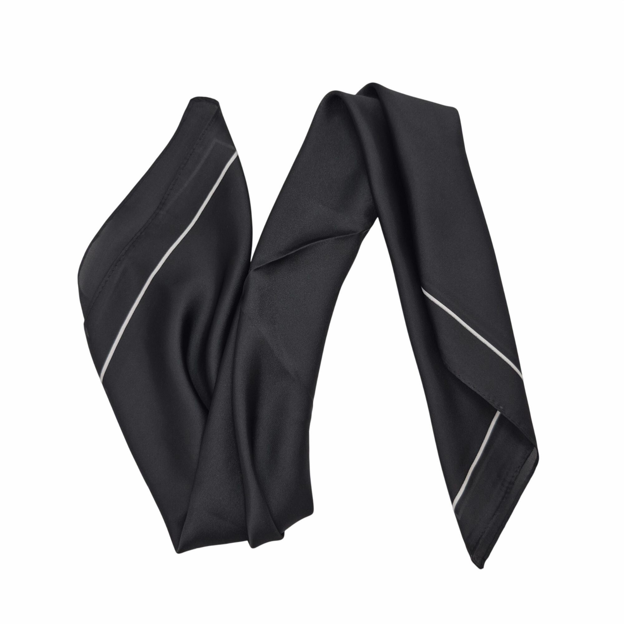 Other Elegant Scarf Black With White Border Square Stylish Classic Size ONE SIZE - 4 Thumbnail