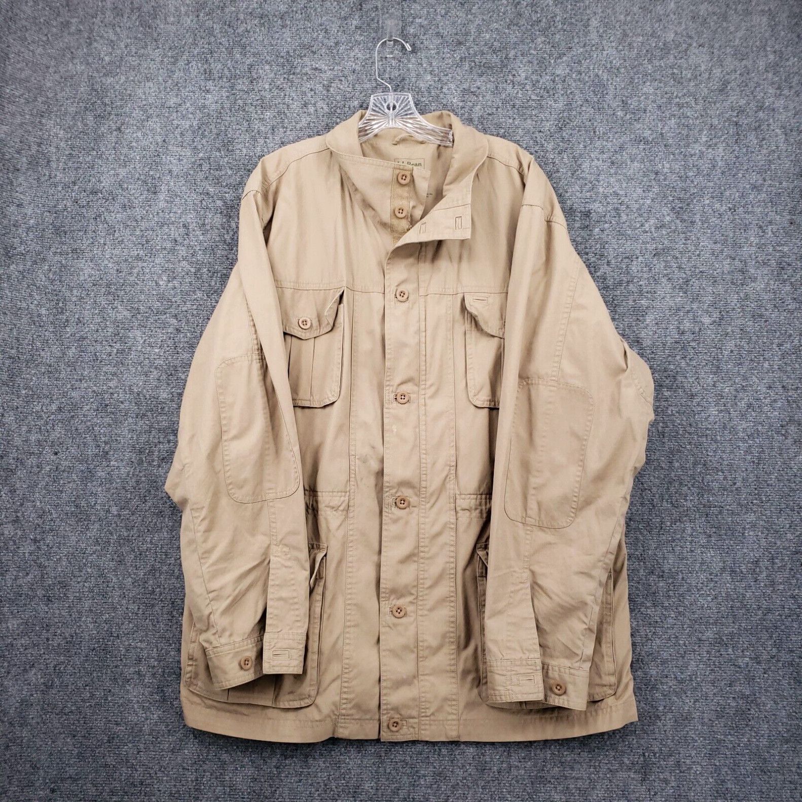 image of Vintage Ll Bean Safari Jacket Mens L Large Brown Utilityfield Long Sleeve 0Hyu2 in White