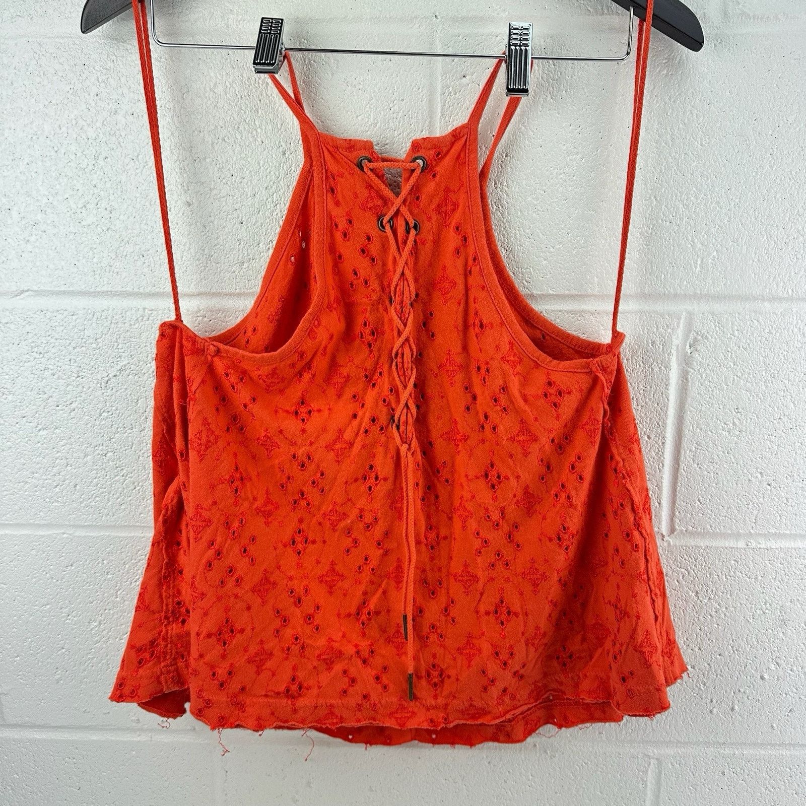 Free People Free People Dream Date Red Orange Cutaway Eyelet Tank Top S Size S / US 4 / IT 40 - 5 Thumbnail