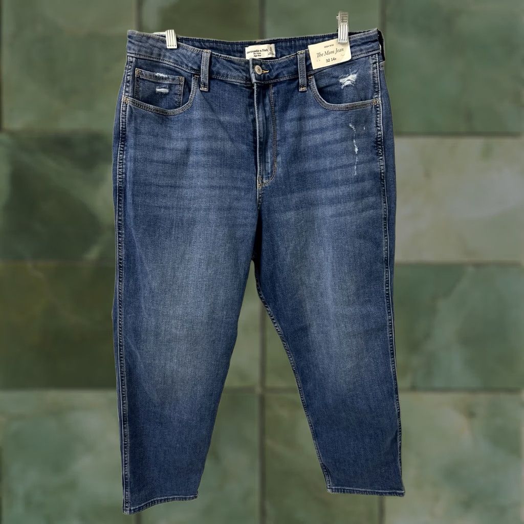 Abercrombie & Fitch Abercrombie Fitch The Mom Jean Jeans Womens Sz 34x26 Blue Wash High Rise Distressed NWT Size 24" / US 00 / IT 34 - 1 Thumbnail