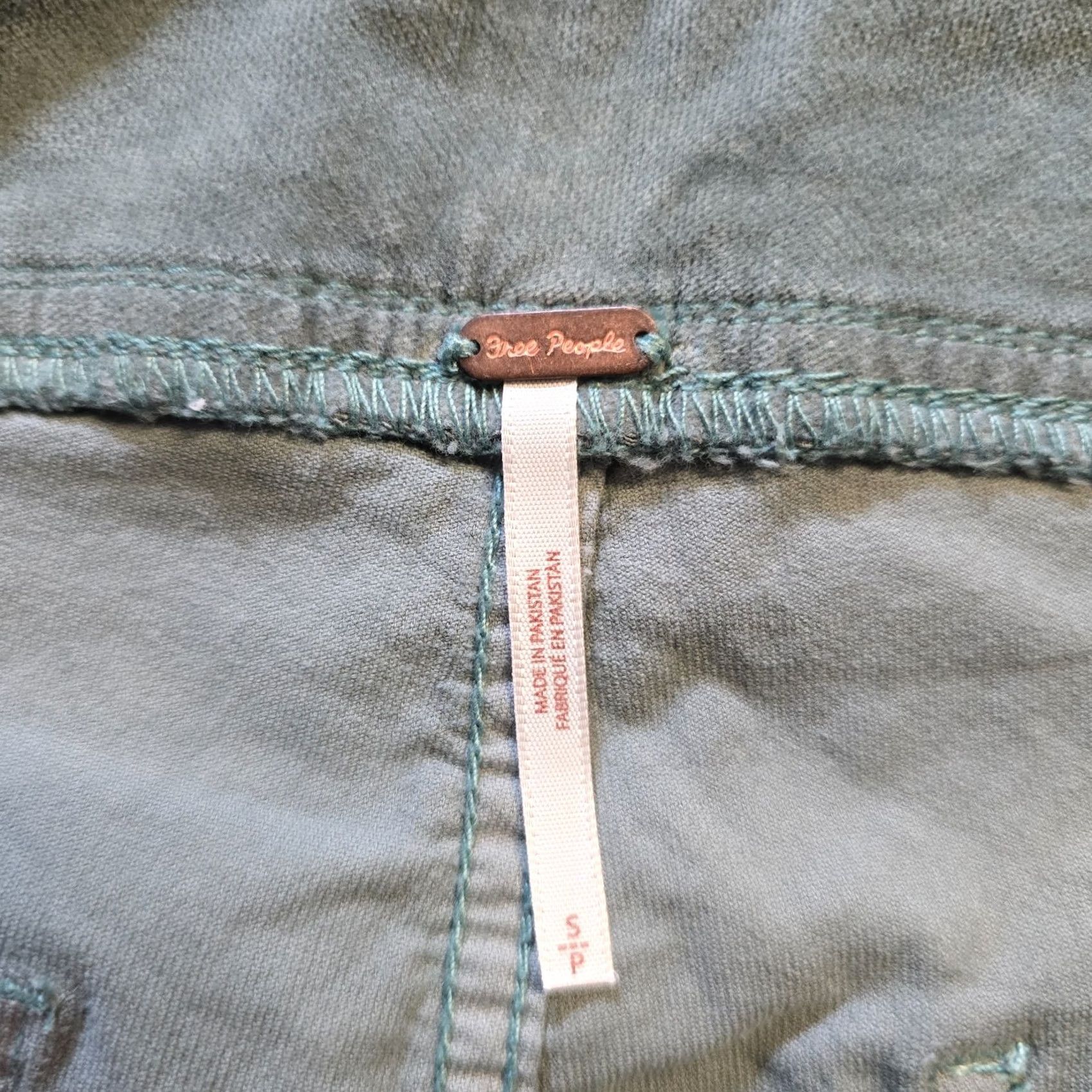 Free People Free People Pants Womens Small Green Velour Side Zip Cropped Bootcut Casual Size 28" / US 6 / IT 42 - 4 Thumbnail