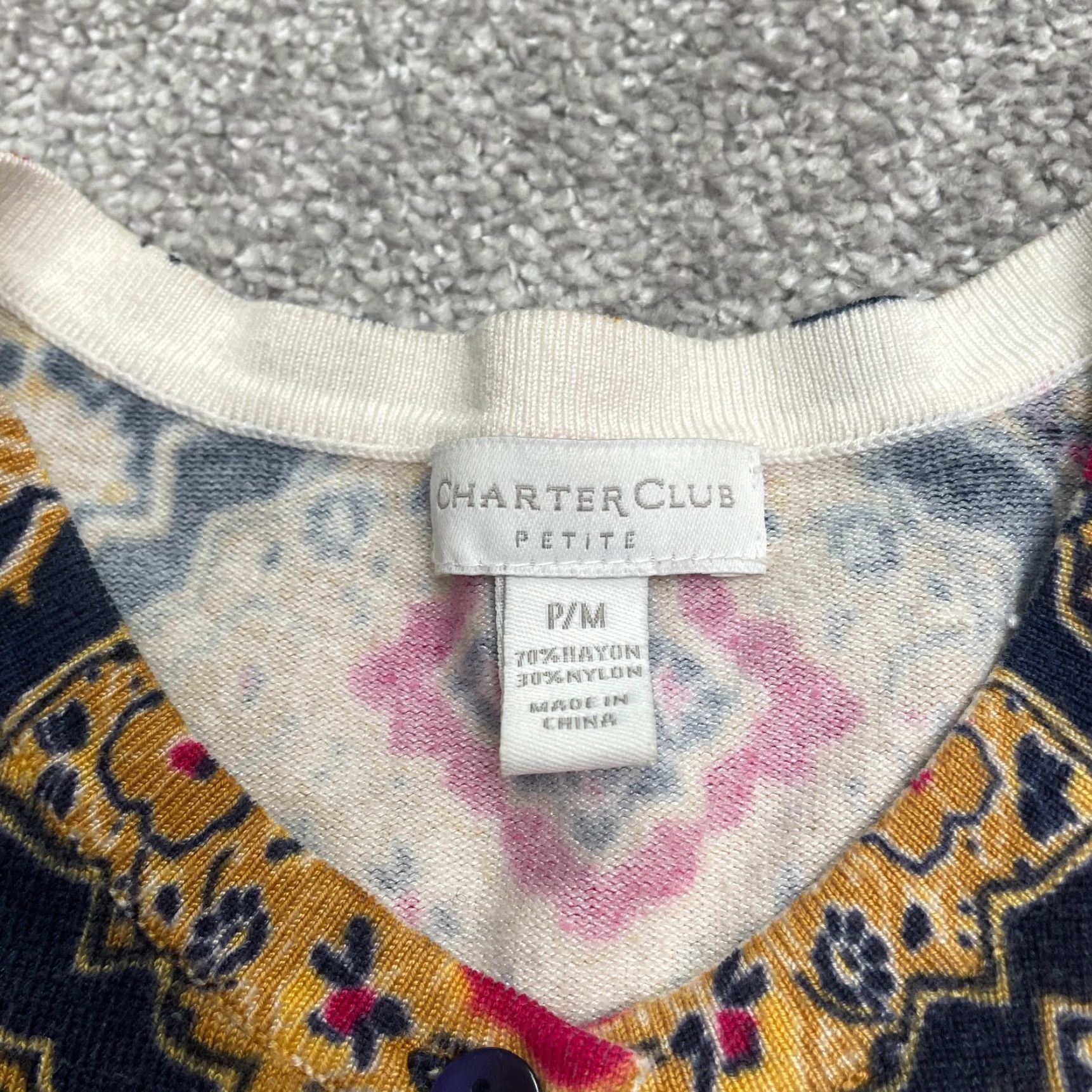 Charter Club Charter Club Cardigan Sweater Women PM Petite Multicolor Knit V-Neck Casual Wool Freeform Aztec Bohemian Classic Designer Ladies Size M / US 6-8 / IT 42-44 - 4 Thumbnail