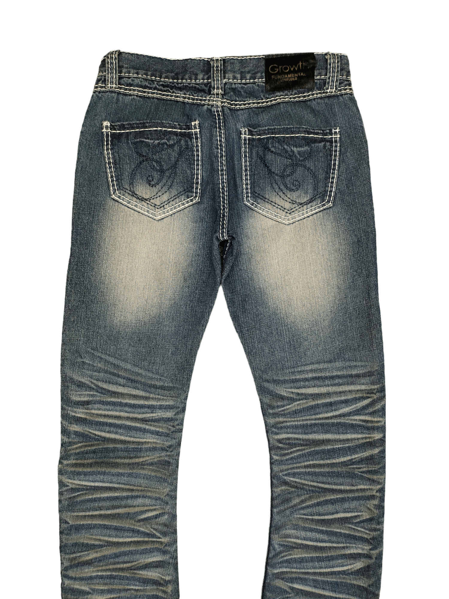 GOSTAR DE FUGA Japanese Brand Growth Amazing Washed Curved Denim Jeans Size US 31 - 11 Thumbnail