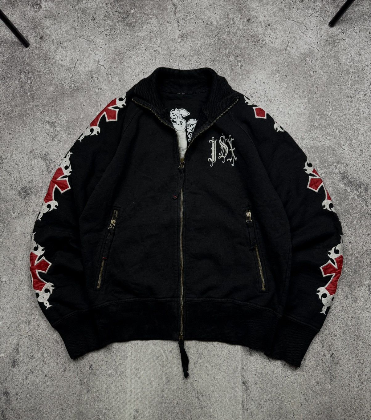 Archive JSX Jet Set Cross Y2K Zip Sweatshirt Japanese Dragon