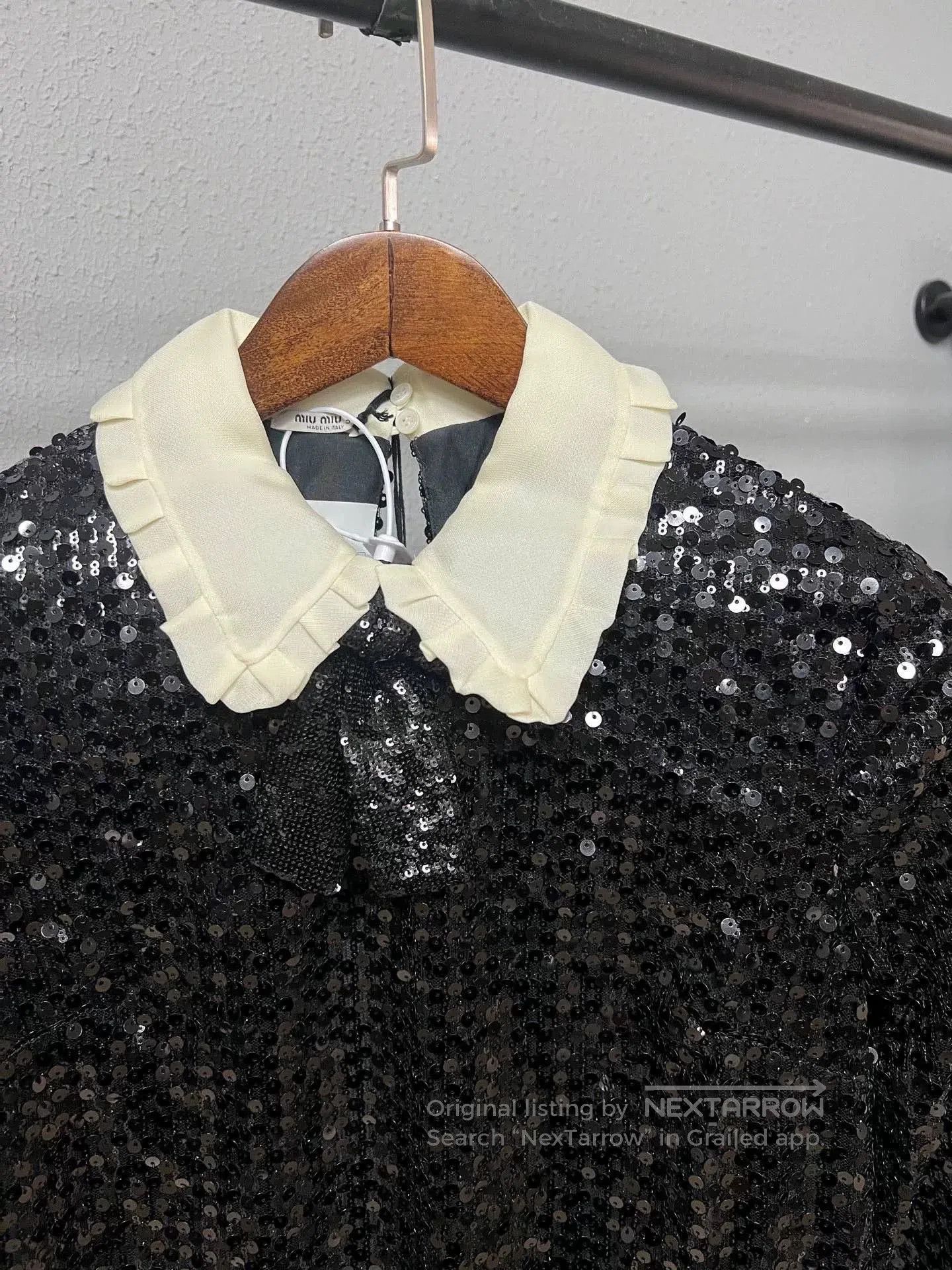 Miu Miu Miumiu Sequin Butterfly Collar Shirt Dress. Size S / US 4 / IT 40 - 3 Thumbnail
