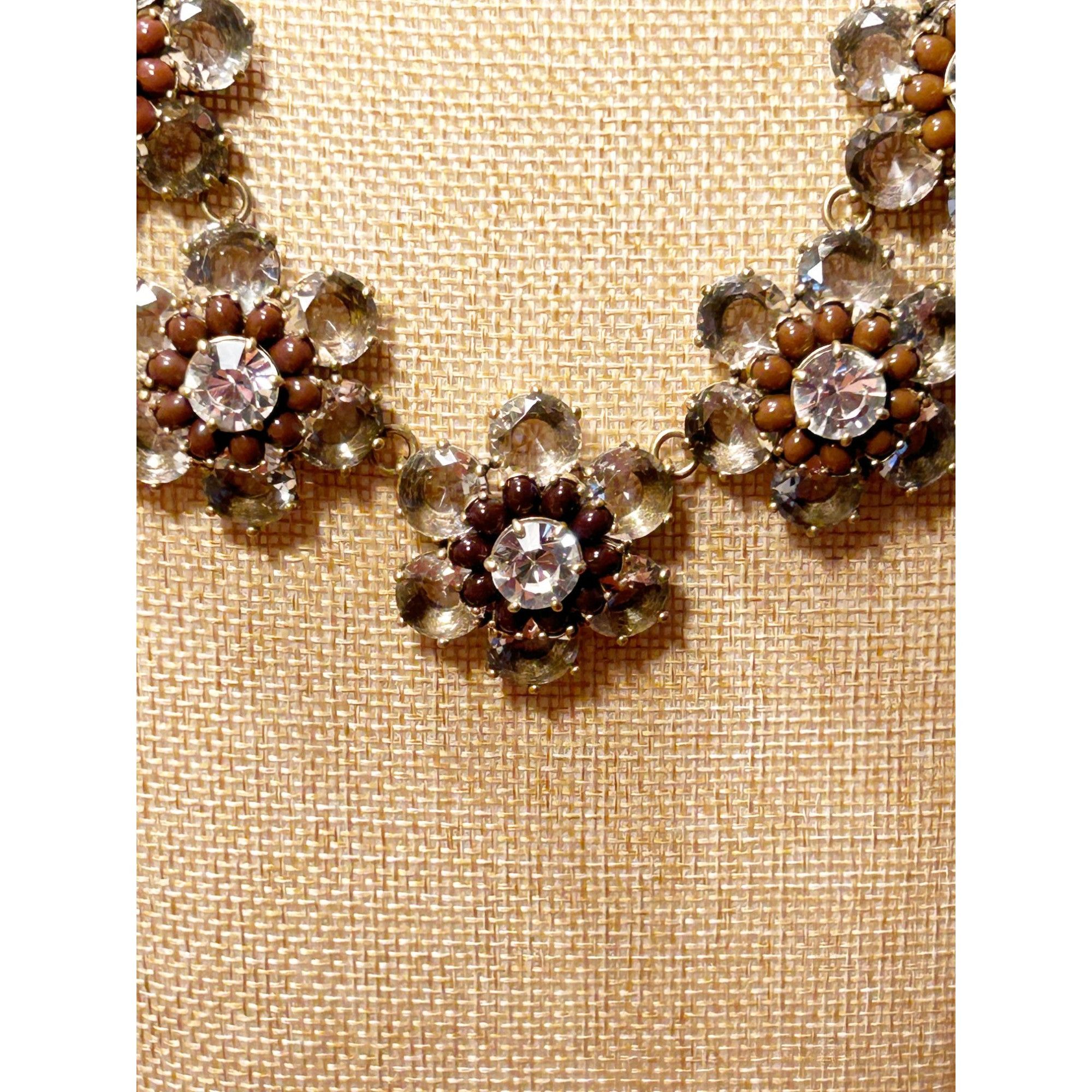 J.Crew J. Crew Floral Crystal Rhinestone Statement Necklace Size ONE SIZE - 2 Thumbnail