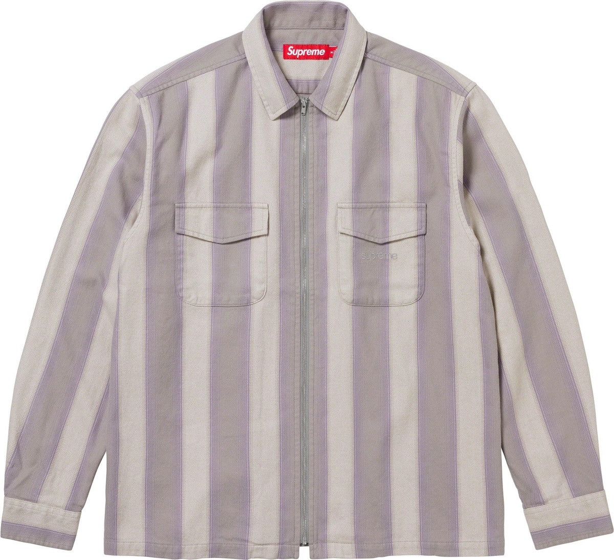 Supreme Supreme Stripe Flannel Zip Up Shirt - Grey / Large Size US L / EU 52-54 / 3 - 8 Thumbnail