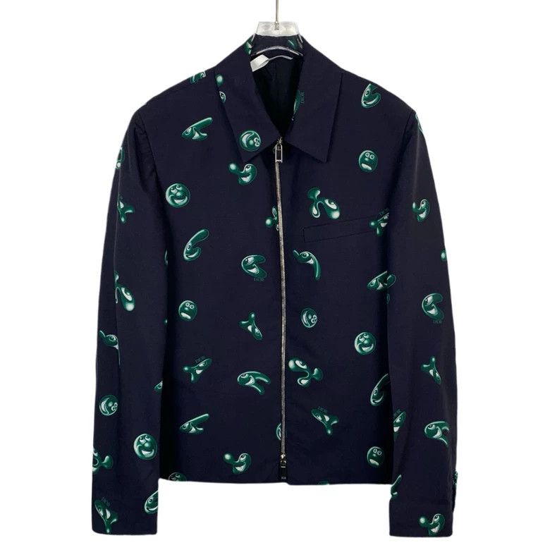 Dior Dior Co-branded dark blue logo pattern printed zipper wool Size US S / EU 44-46 / 1 - 1 Thumbnail