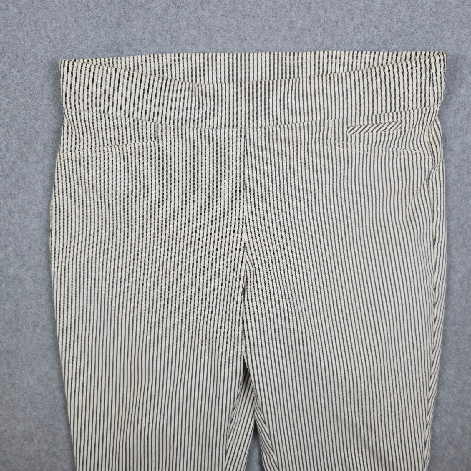 Anne Klein Anne Klein 12 Beige Charcoal Stripe Slim Pull On Crop Pants Size 34" / US 12 / IT 48 - 3 Thumbnail