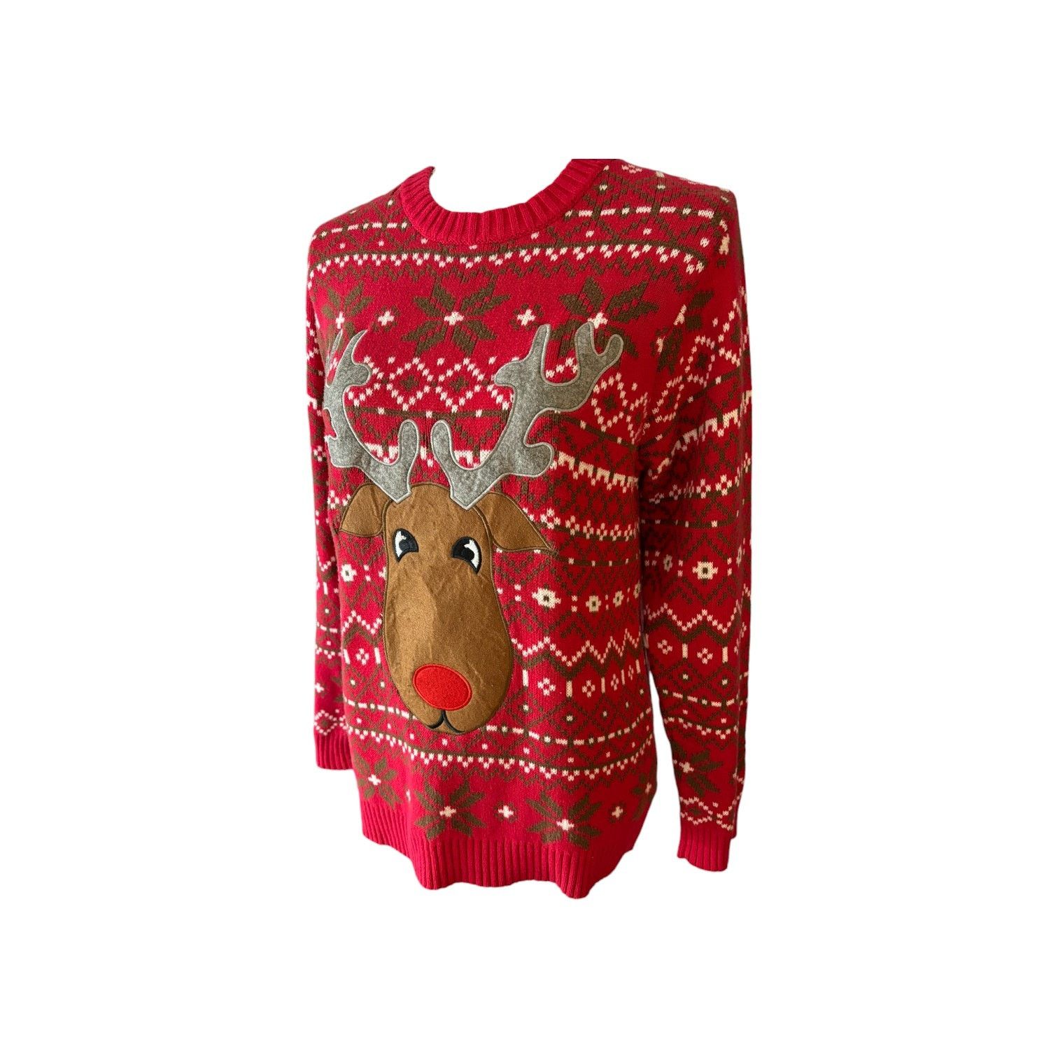 Other Ugly Holiday Christmas Sweater Women M Reindeer Red Cotton Size M / US 6-8 / IT 42-44 - 2 Thumbnail
