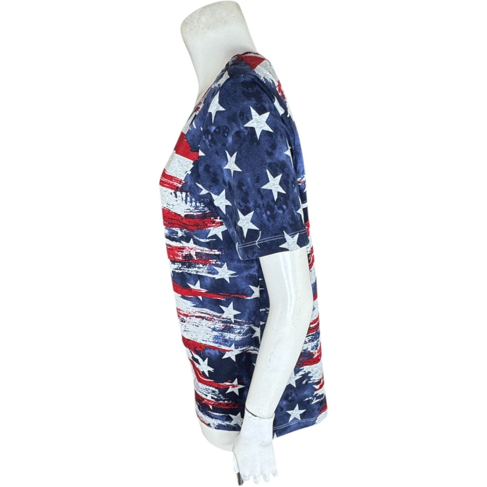 Denim & Co. Denim & Co. American Flag Short Sleeve V-Neck Top Small Size S / US 4 / IT 40 - 2 Thumbnail