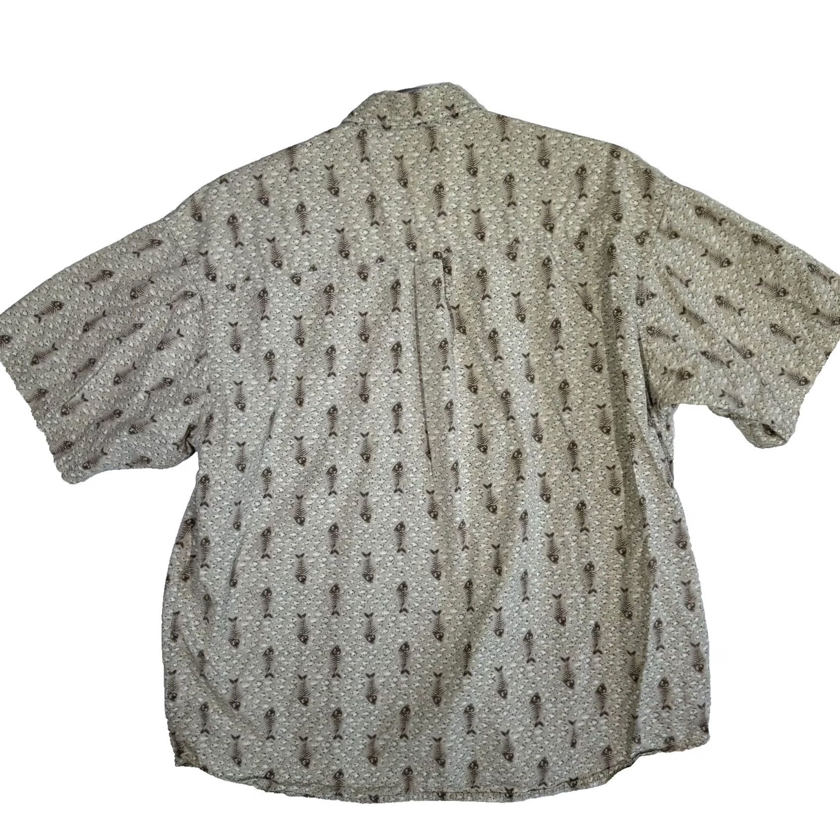 Vintage Columbia Men's XL Brown Fish Skull Print Short Sleeve Button-Down Shirt M592 Size US XL / EU 56 / 4 - 2 Thumbnail