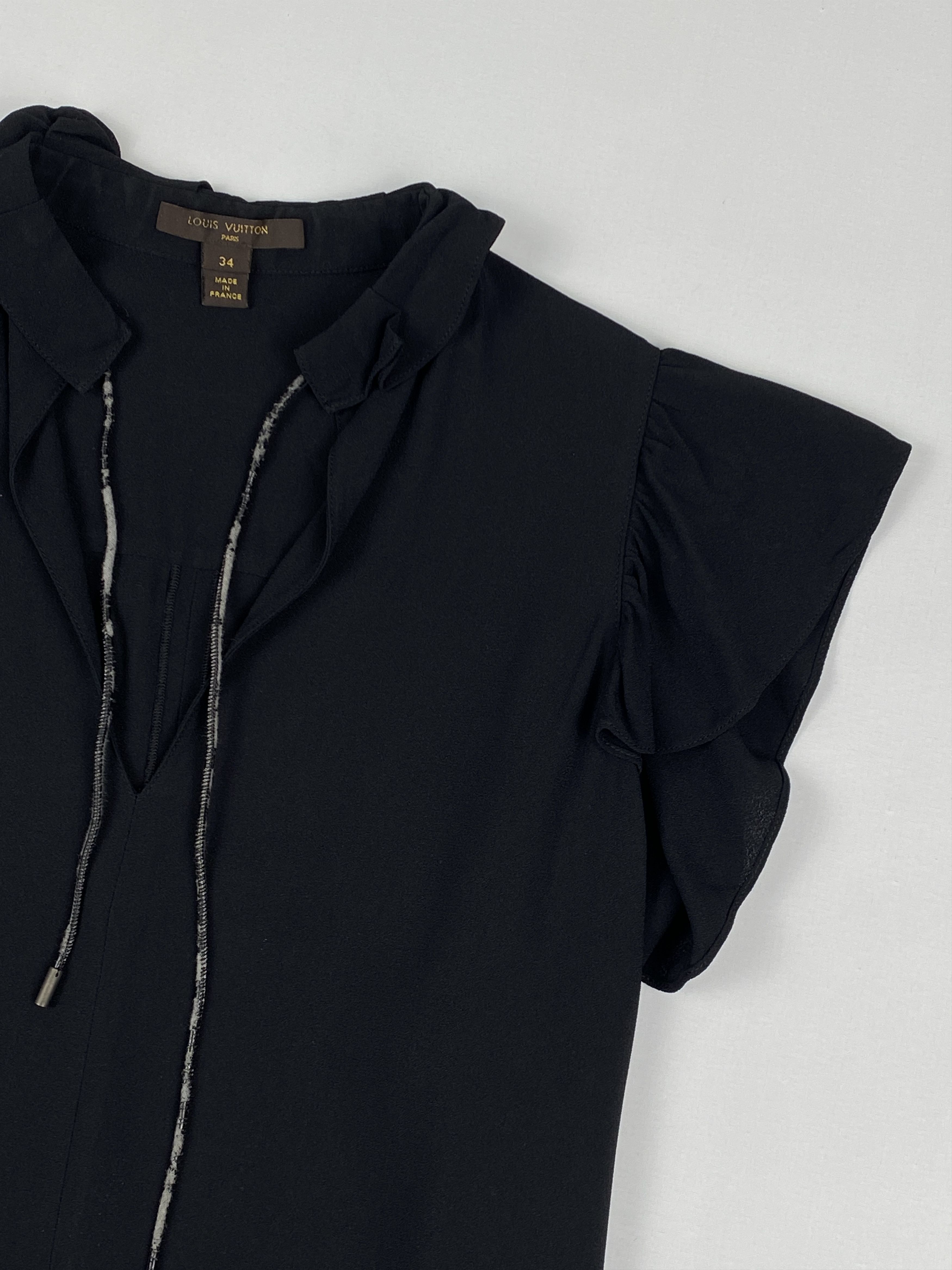 Louis Vuitton Resort 2017 Black Crepe Monogram Tie Blouse Size XS / US 0-2 / IT 36-38 - 5 Thumbnail