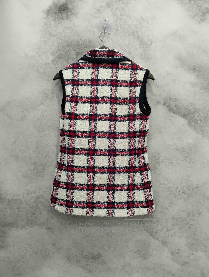 Gucci Gucci White and red plaid women's wool vest jacket Size XS / US 0-2 / IT 36-38 - 2 Thumbnail