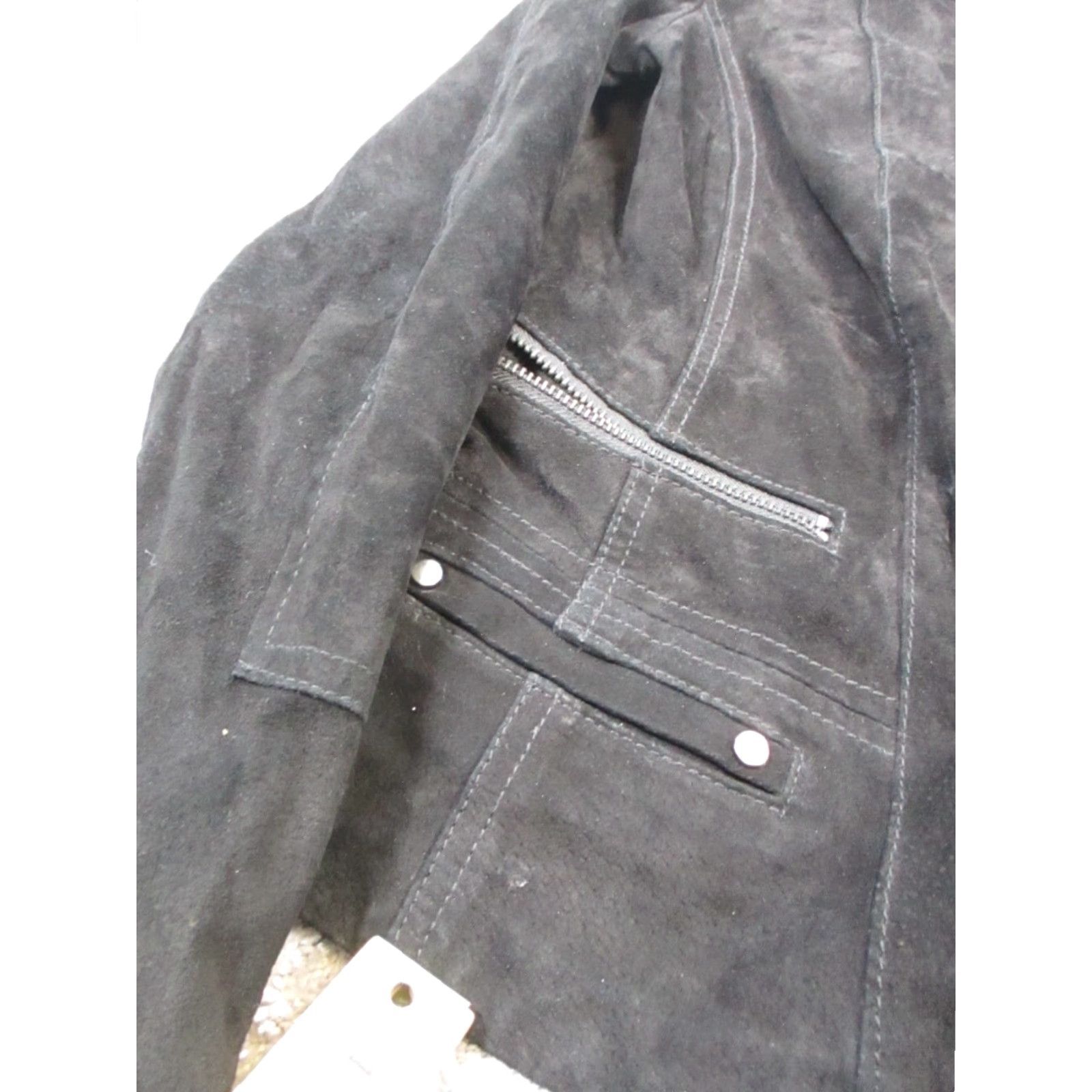 Vintage Mng Jacket Womens XS Black Leather Suede Full Zip Size XS / US 0-2 / IT 36-38 - 6 Thumbnail