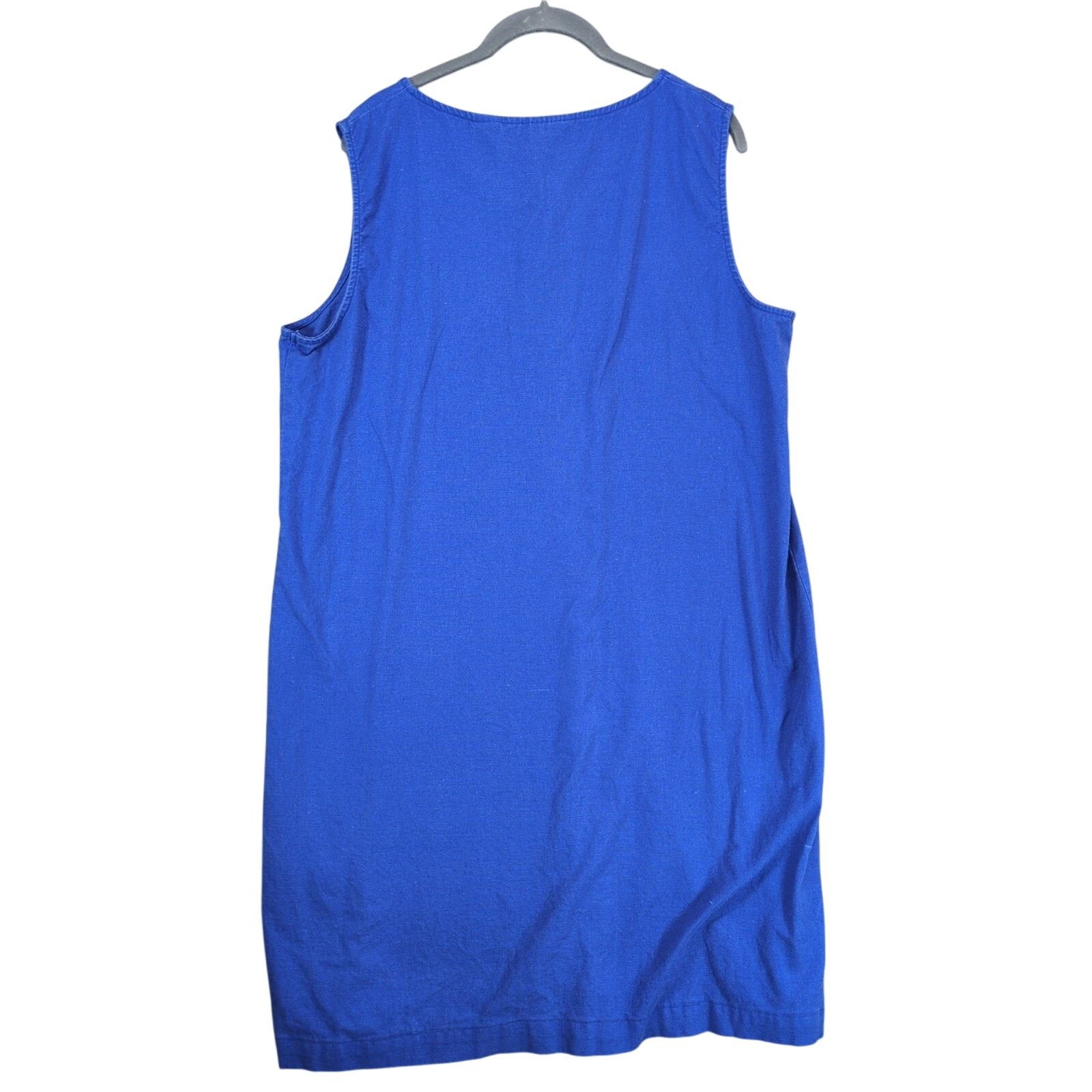 Vintage Sag Harbor Linen Cotton Blue Shift Midi Dress, 18 Nautical Size XXL / US 16-18 / IT 52-54 - 3 Thumbnail