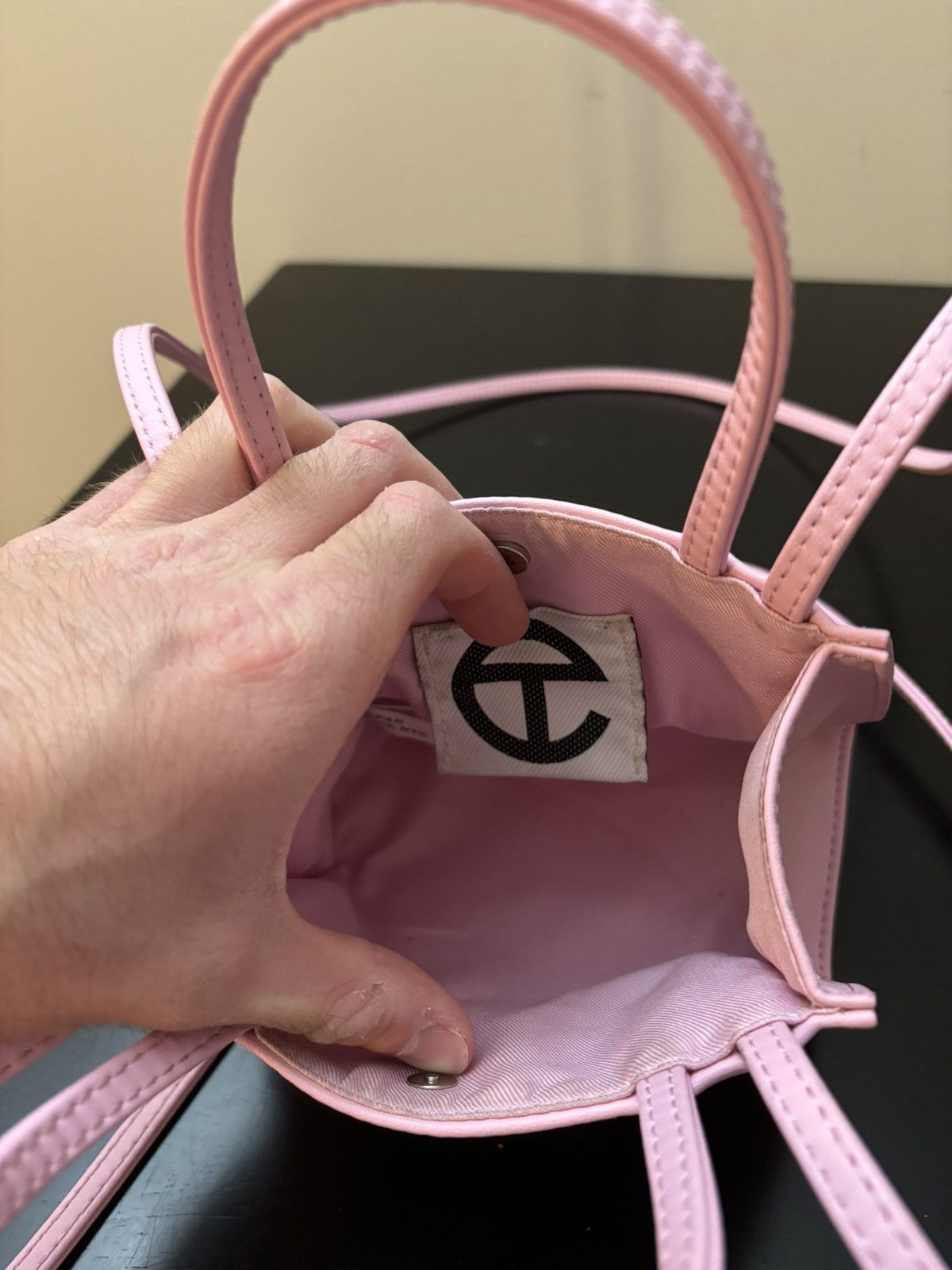 Telfar Telfar Small Leather Shopping Bag Pink Size ONE SIZE - 7 Thumbnail