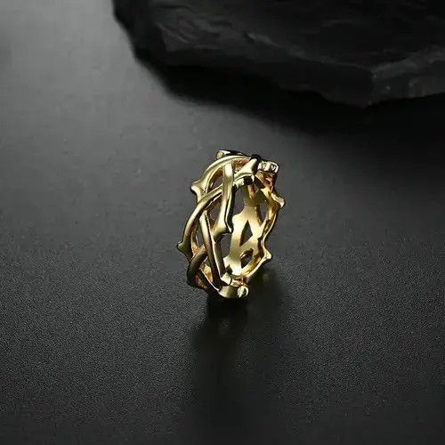 Jewelry 9mm Stainless Steel Vine Ring Gold Size ONE SIZE - 1 Thumbnail