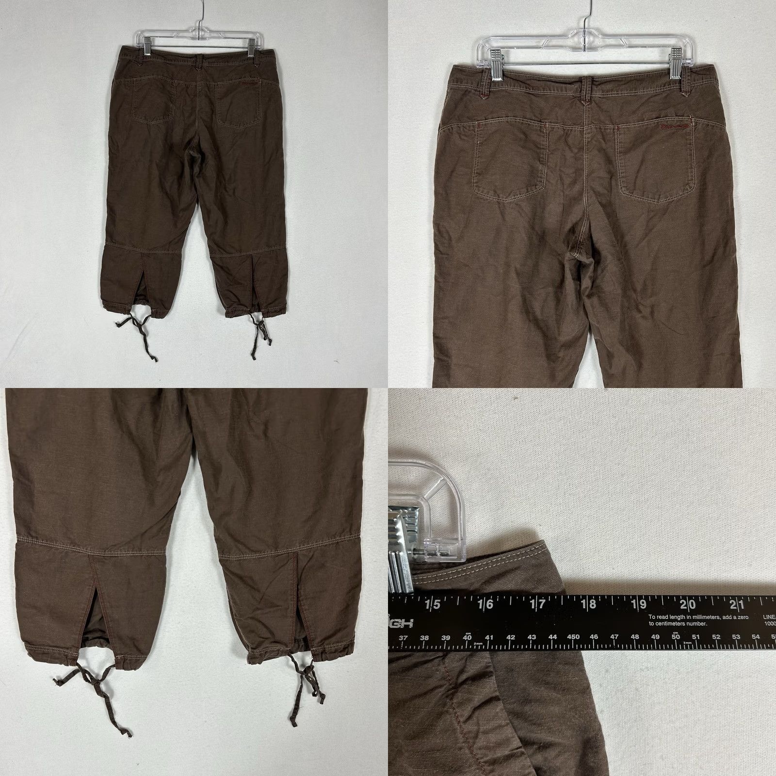 Marmot Marmot Capri Pants Women's 10 Hemp & Organic Cotton Fabric Draw String Hem Brown Size 32" / US 10 / IT 46 - 8 Thumbnail