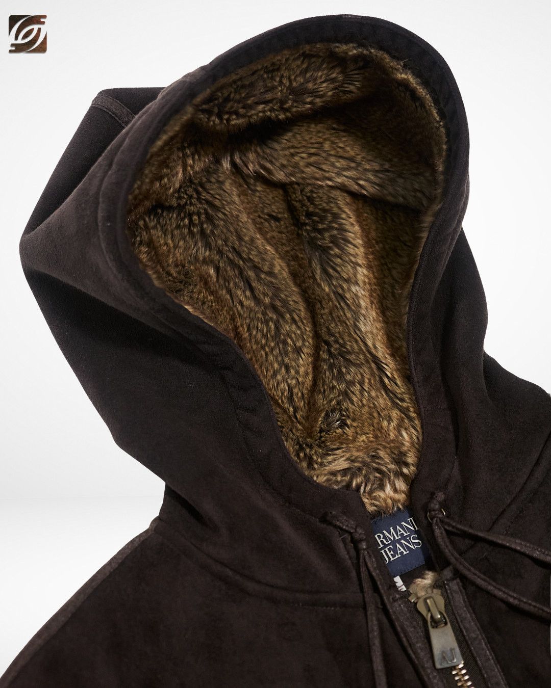 Giorgio Armani 1990s Fur-Lined Gamuza Hoodie Size US M / EU 48-50 / 2 - 2 Thumbnail
