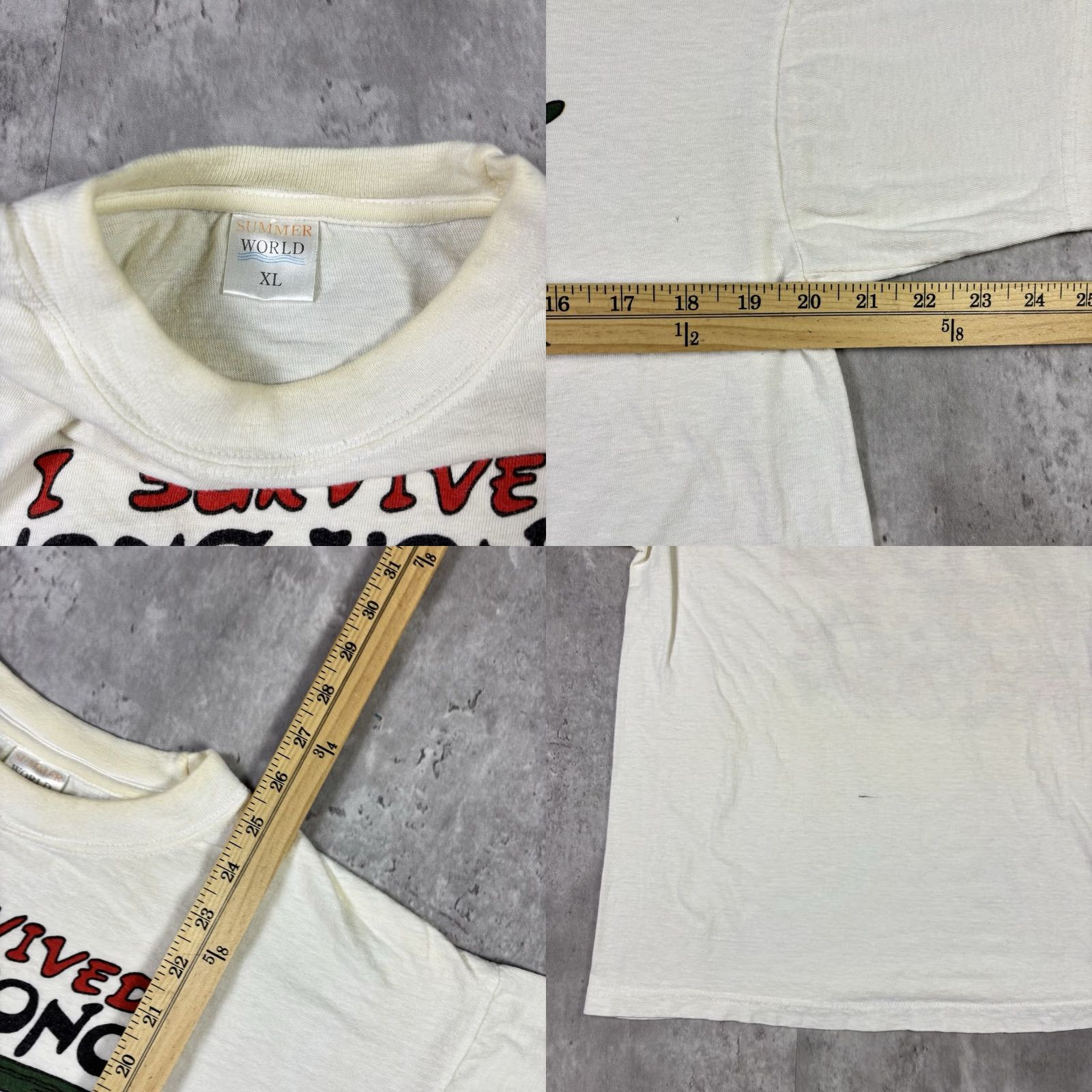 Vintage VINTAGE I Survived Hong Kong T Shirt Art Promo White size M 90s USA T-Shirt Mens Graphic Print Crew Neck Short Sleeve Cotton Vintage YES Size US M / EU 48-50 / 2 - 9 Thumbnail