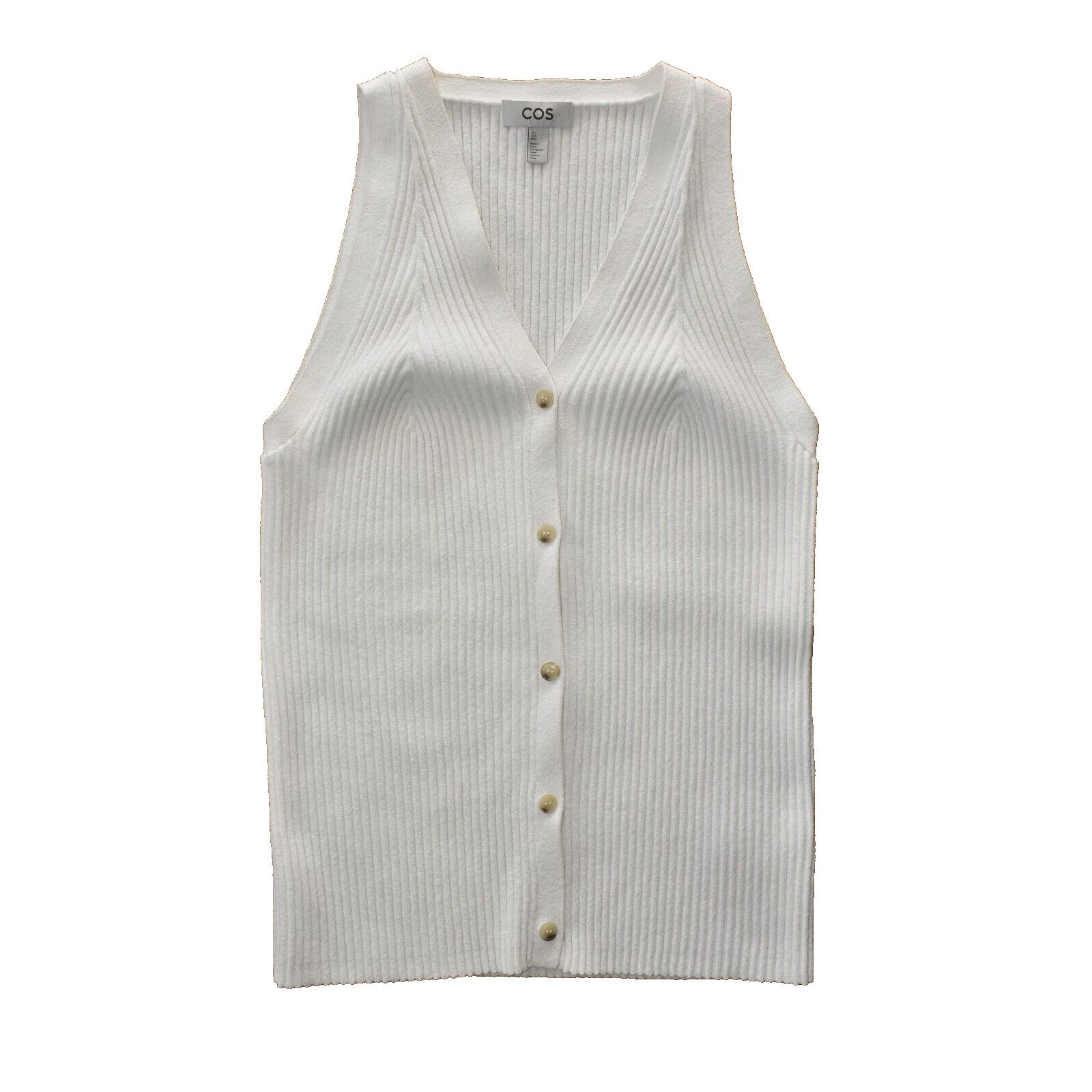 Cos COS Cotton Ribknit Sleeveless V Neck Cardigan Sweater Size L Size L / US 10 / IT 46 - 4 Thumbnail