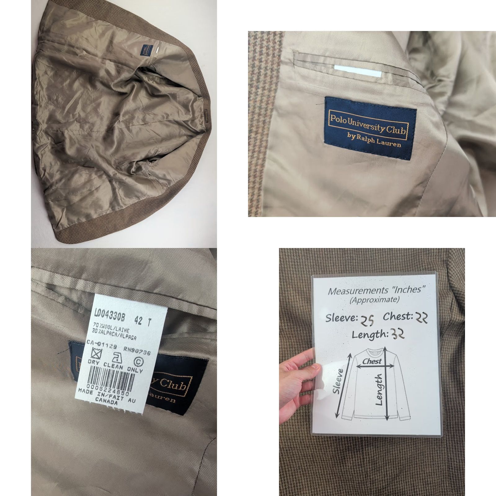 Polo Ralph Lauren Polo Ralph Lauren Blazer Mens 42 Regular Brown Tweed Herringbone Alpaca Wool University Club Overcoat Coat Size US XL / EU 56 / 4 - 9 Thumbnail