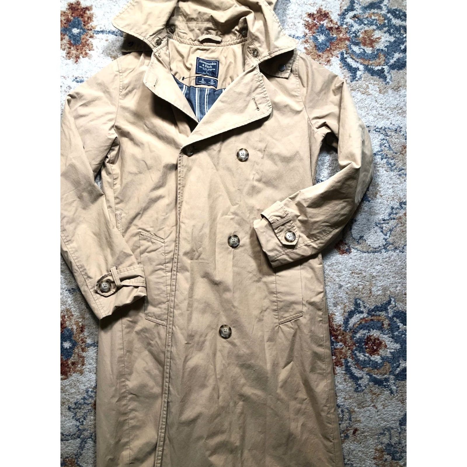 Abercrombie & Fitch Abercrombie & Fitch Trench Coat Women’s Size Small Beige Long Button Belted Pockets All Seasons Fall Spring Y2K Size S / US 4 / IT 40 - 3 Thumbnail