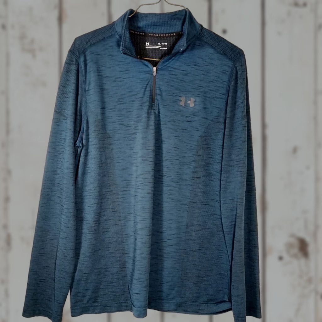 Under Armour Under Armour Heat Gear Mens XL Pullover Shirt Blue 1/4 Zip Loose Fit Activewear Pullover Top Shirt Mens XL Blue Logo 1/4 Zip Under Armour Heat Gear Size US XL / EU 56 / 4 - 1 Thumbnail