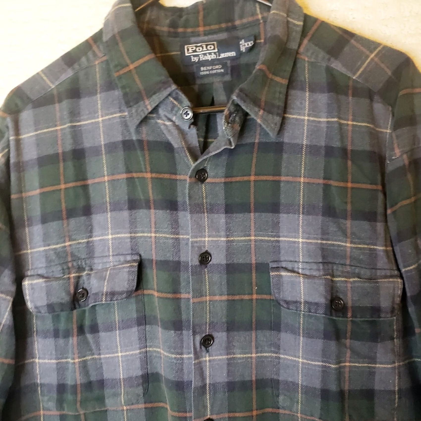 Polo Ralph Lauren POLO Ralph Lauren BENFORD Plaid Button Up Flannel Shirt XXL Gray Green 100% Cotton Mens Size US XXL / EU 58 / 5 - 4 Thumbnail