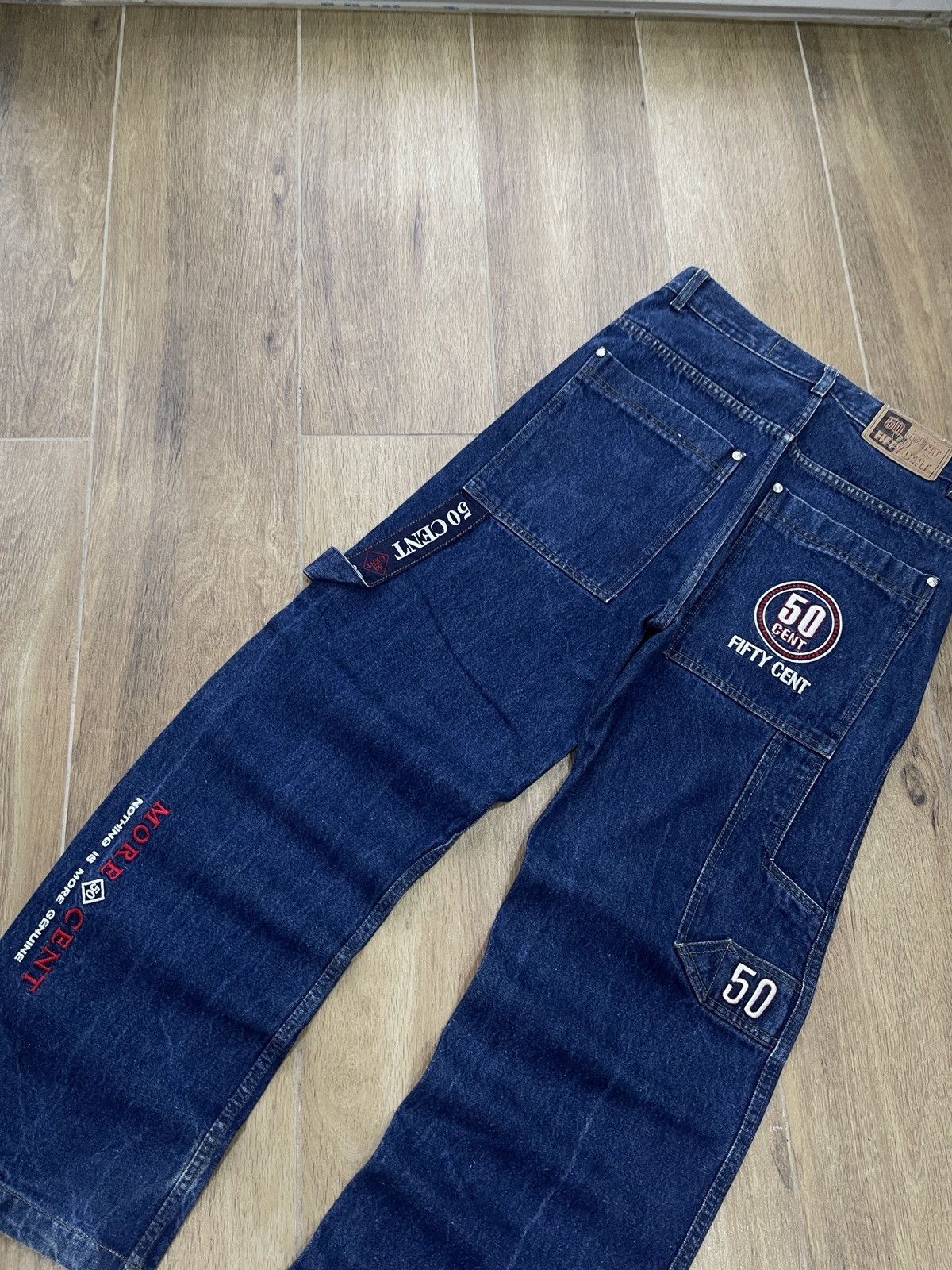 Vintage Vintage 50 Cent Baggy Jeans Carpenter Wide Avant Garde Y2K Size US 32 / EU 48 - 3 Thumbnail