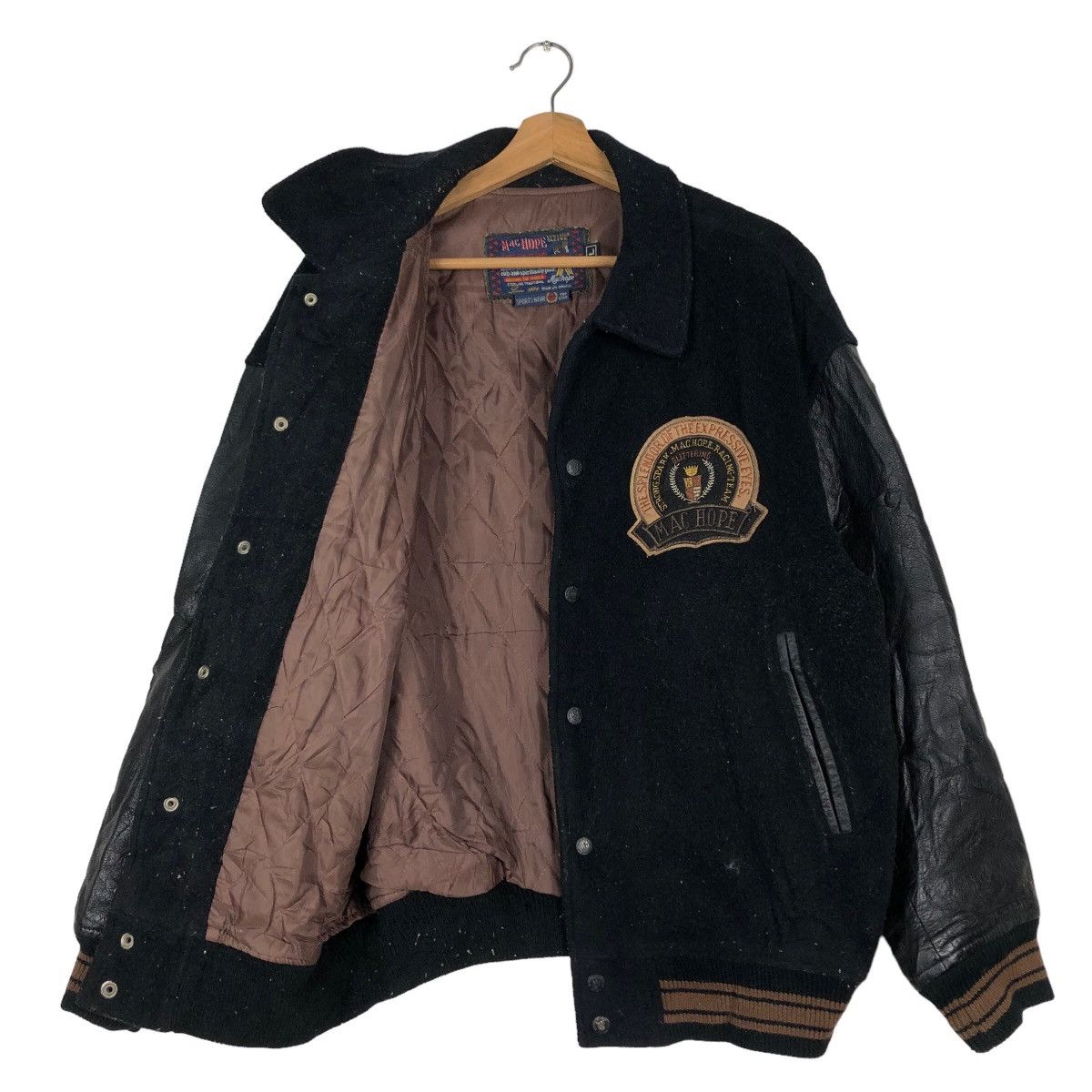 Japanese Brand 🔥Vtg Leather Varsity Jacket Mac Hope Big Logo Issey Miyake Size US M / EU 48-50 / 2 - 11 Thumbnail