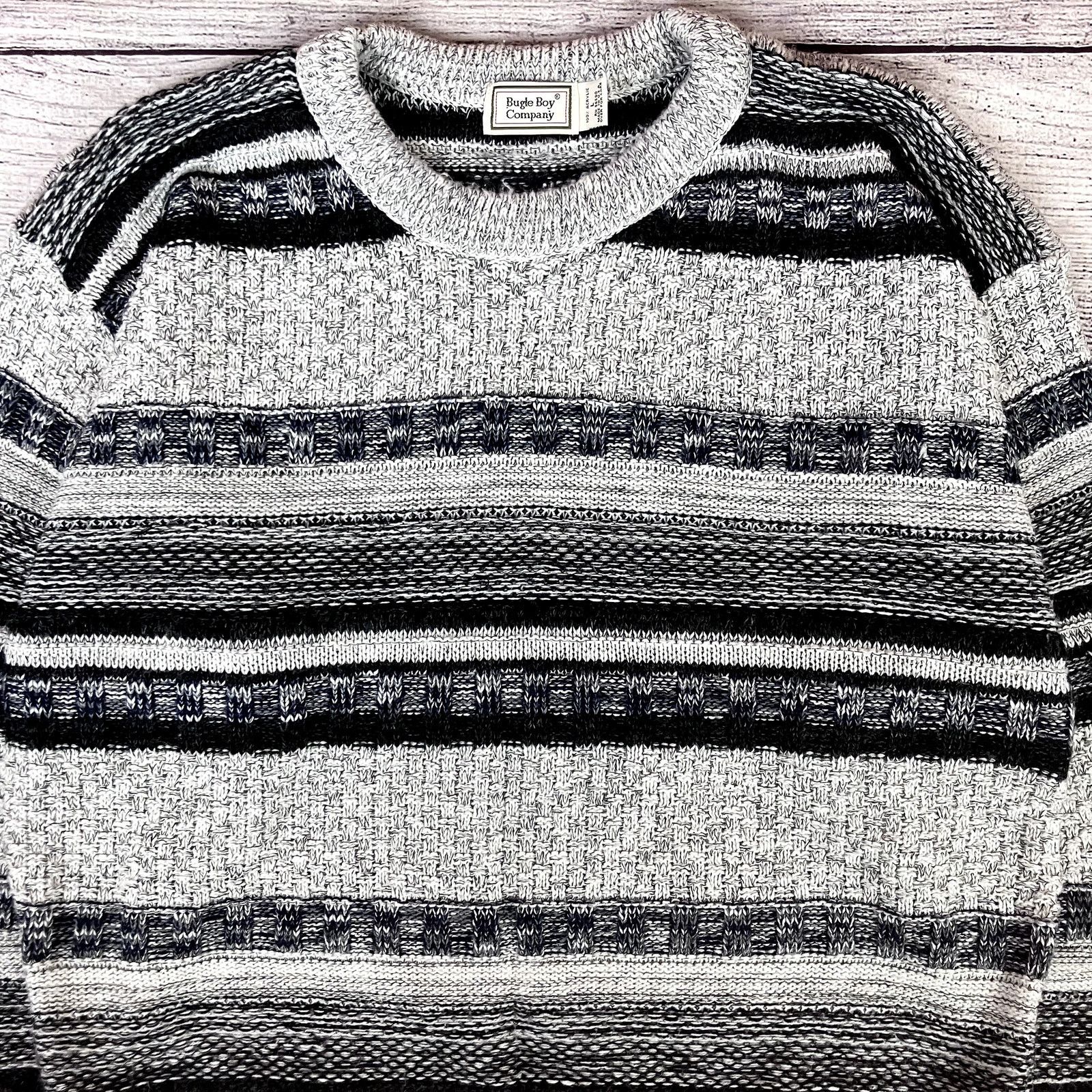 Bugle Boy × Vintage Vintage 1990s Bugle Boy Company Striped Sweater Size US L / EU 52-54 / 3 - 2 Thumbnail