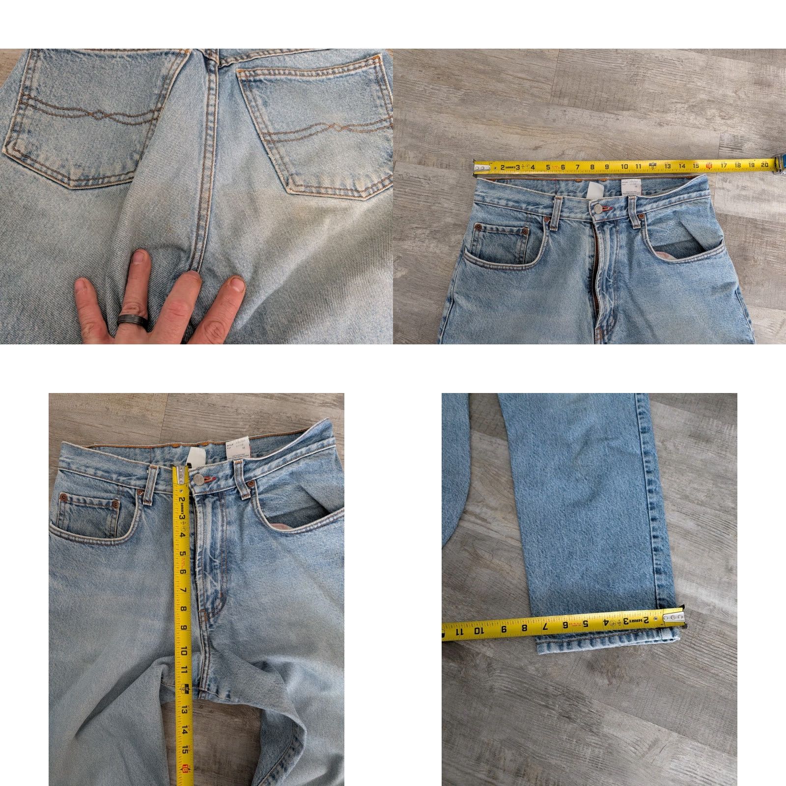 Lucky Brand VINTAGE Lucky Brand Dungarees Jeans Mens 31x34 USA Made 91 Light Wash Denim Relaxed Tapered 5-Pocket Size US 31 - 10 Thumbnail