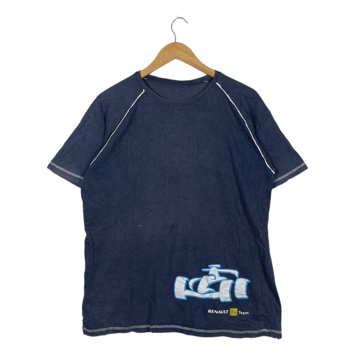 Vintage Renault F1 Team Graphic Tee Navy Raglan Motorsport