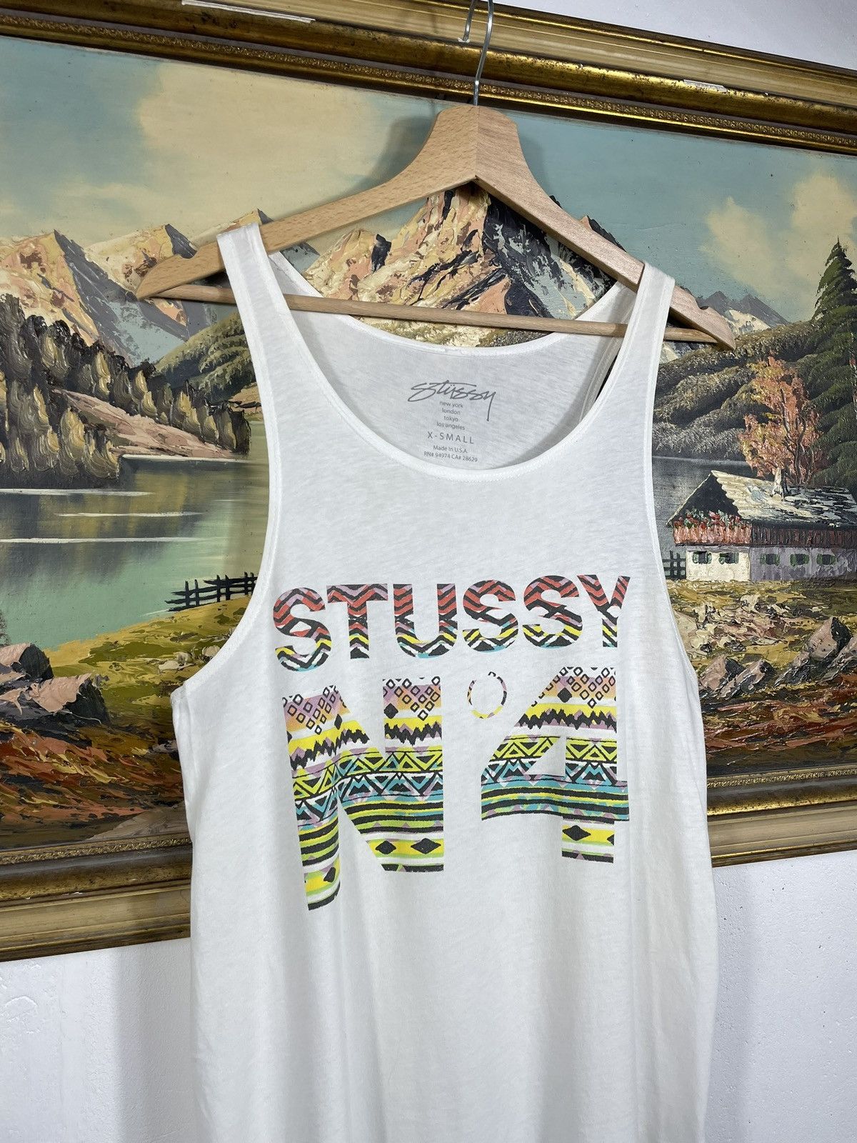 Stussy × Vintage White Retro Y2k 00s Sleeveless Vest Stussy Size XS / US 0-2 / IT 36-38 - 5 Thumbnail