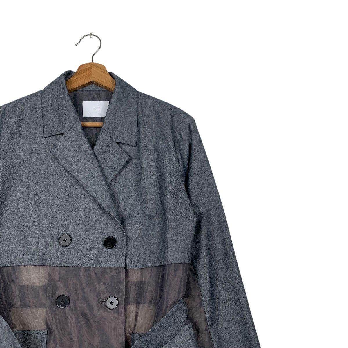 HARE HARE Double Breast Belted Coat Hybrid Design #2256-C100 Size ONE SIZE - 5 Thumbnail