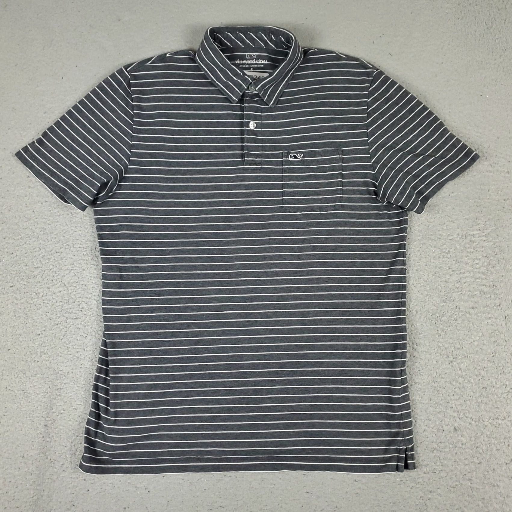 Vineyard Vines Vineyard Vines Polo Shirt Mens Small Gray Striped Cotton Short Sleeve Casual Size US S / EU 44-46 / 1 - 2 Thumbnail