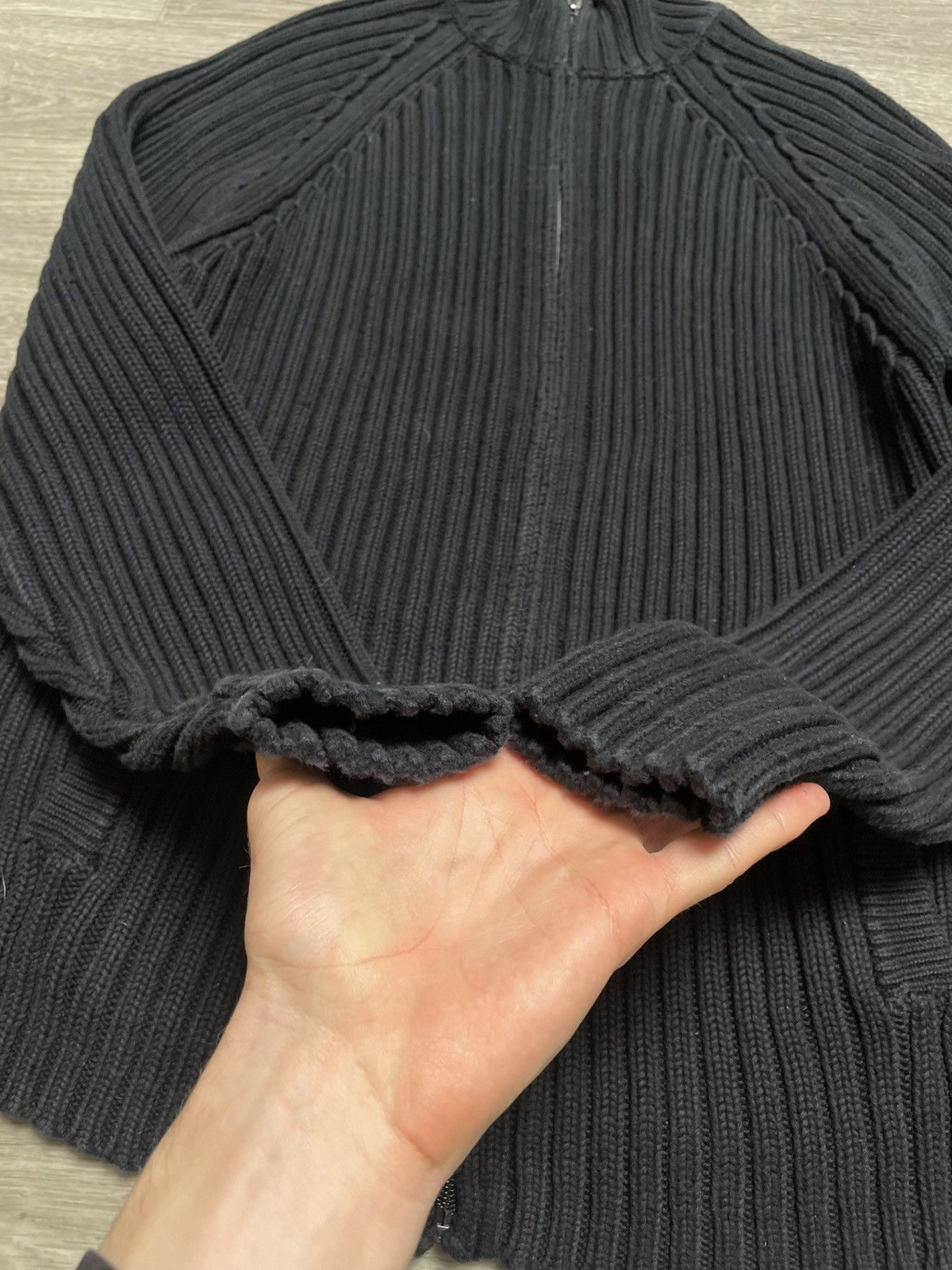 Schott Vintage Schott NYC Black Ribbed Knit Full Zip Sweater USA Size US XL / EU 56 / 4 - 9 Thumbnail