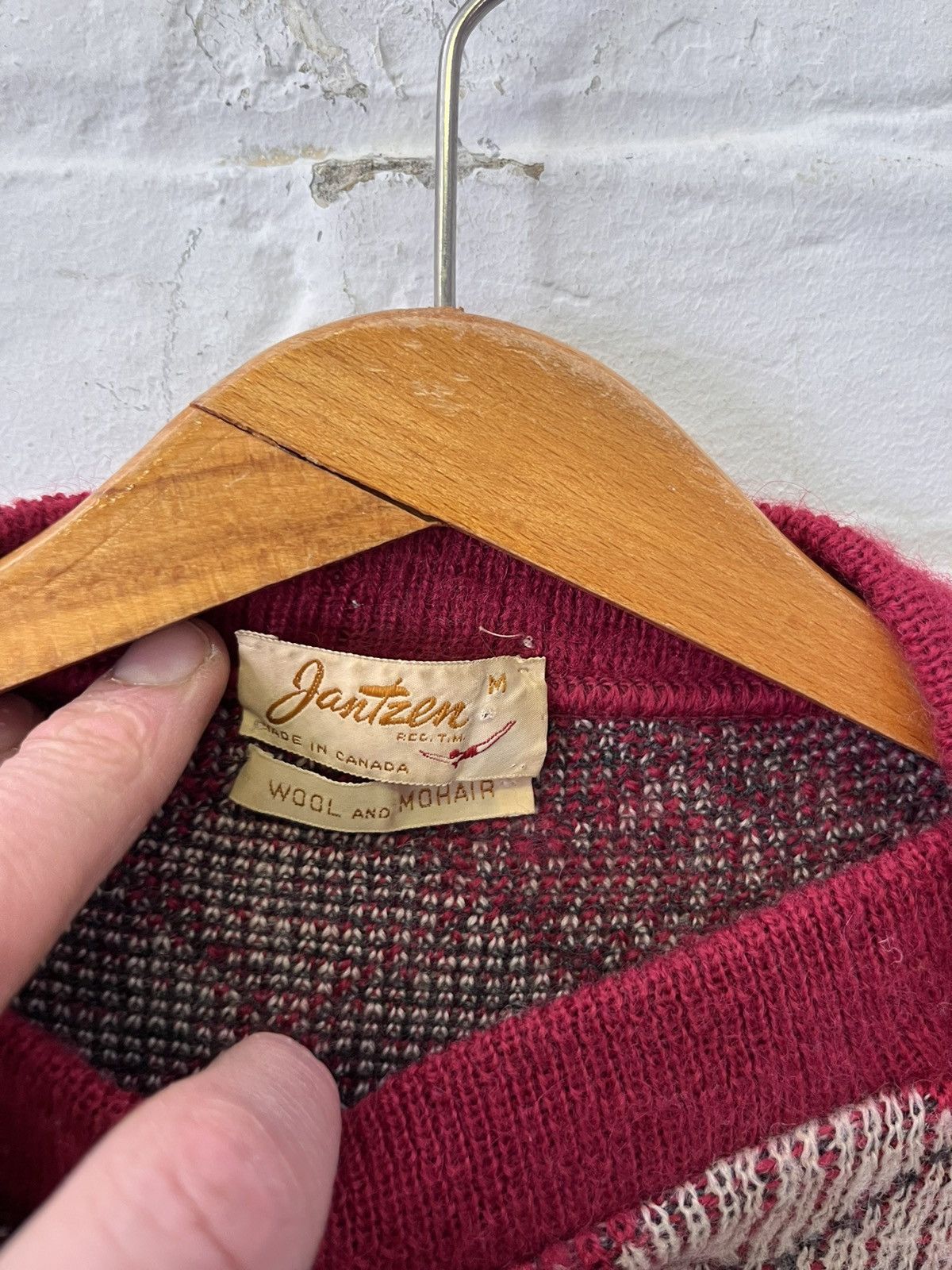 Jantzen × Vintage Vintage 50s/60s Jantzen Argyle Knit Wool Mohair Sweater Size US M / EU 48-50 / 2 - 4 Thumbnail