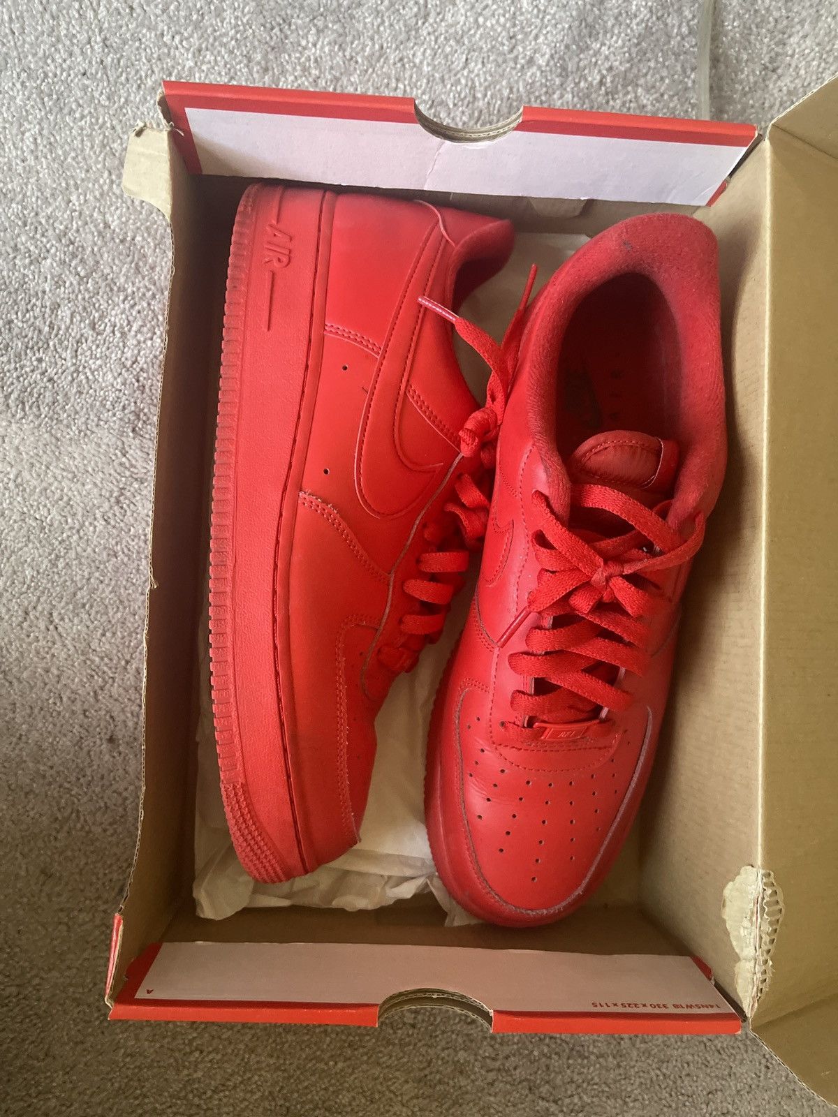 Nike Low top red Air Force 1s Size US 10.5 / EU 43-44 - 3 Thumbnail