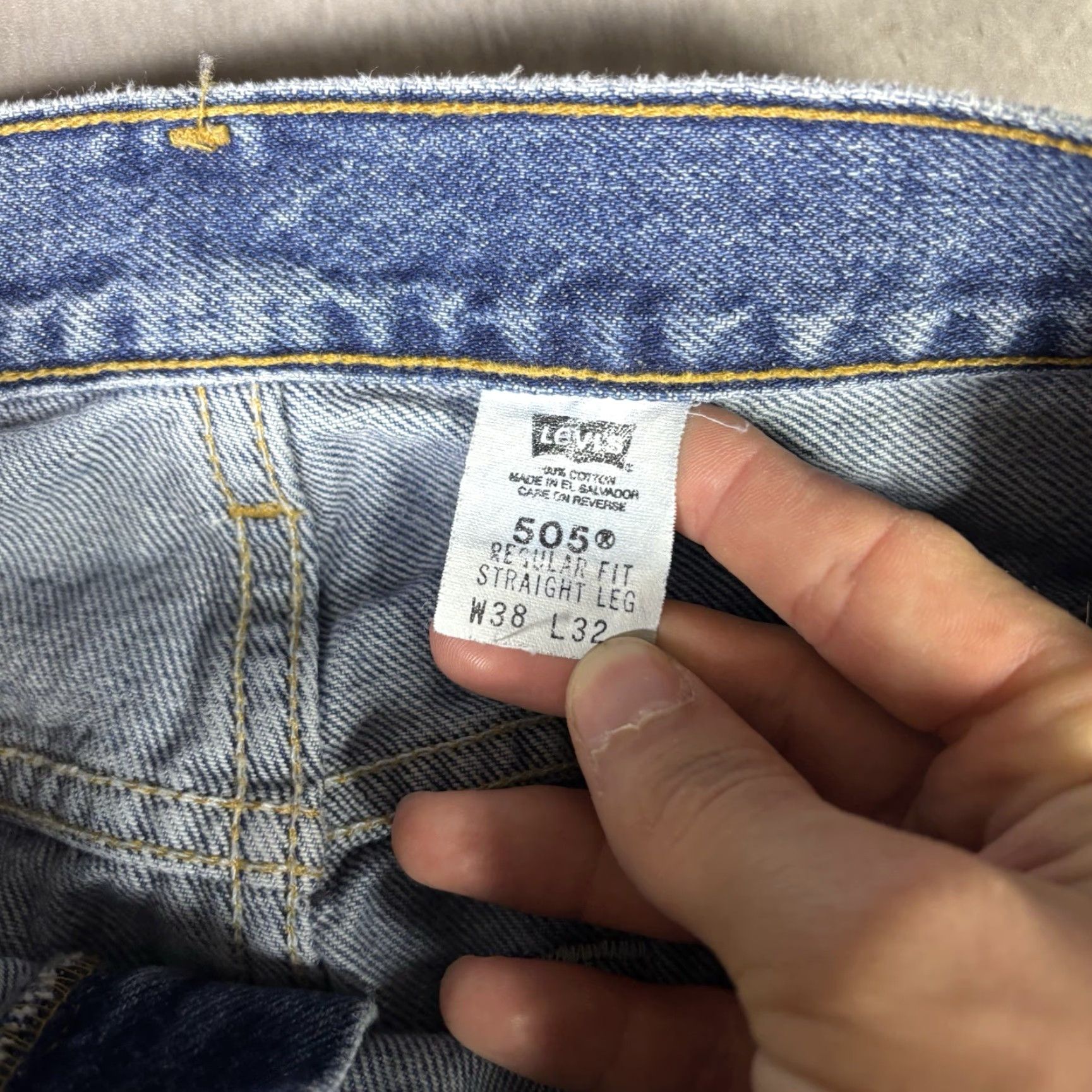 Levi's VINTAGE Levi's 505 Jeans Dark Wash Straight Fit Adult 34x32 90s Mens Jeans Denim Blue 34 32 WASHED 90s Levi's 500 Series 505 Size US 34 / EU 50 - 6 Thumbnail