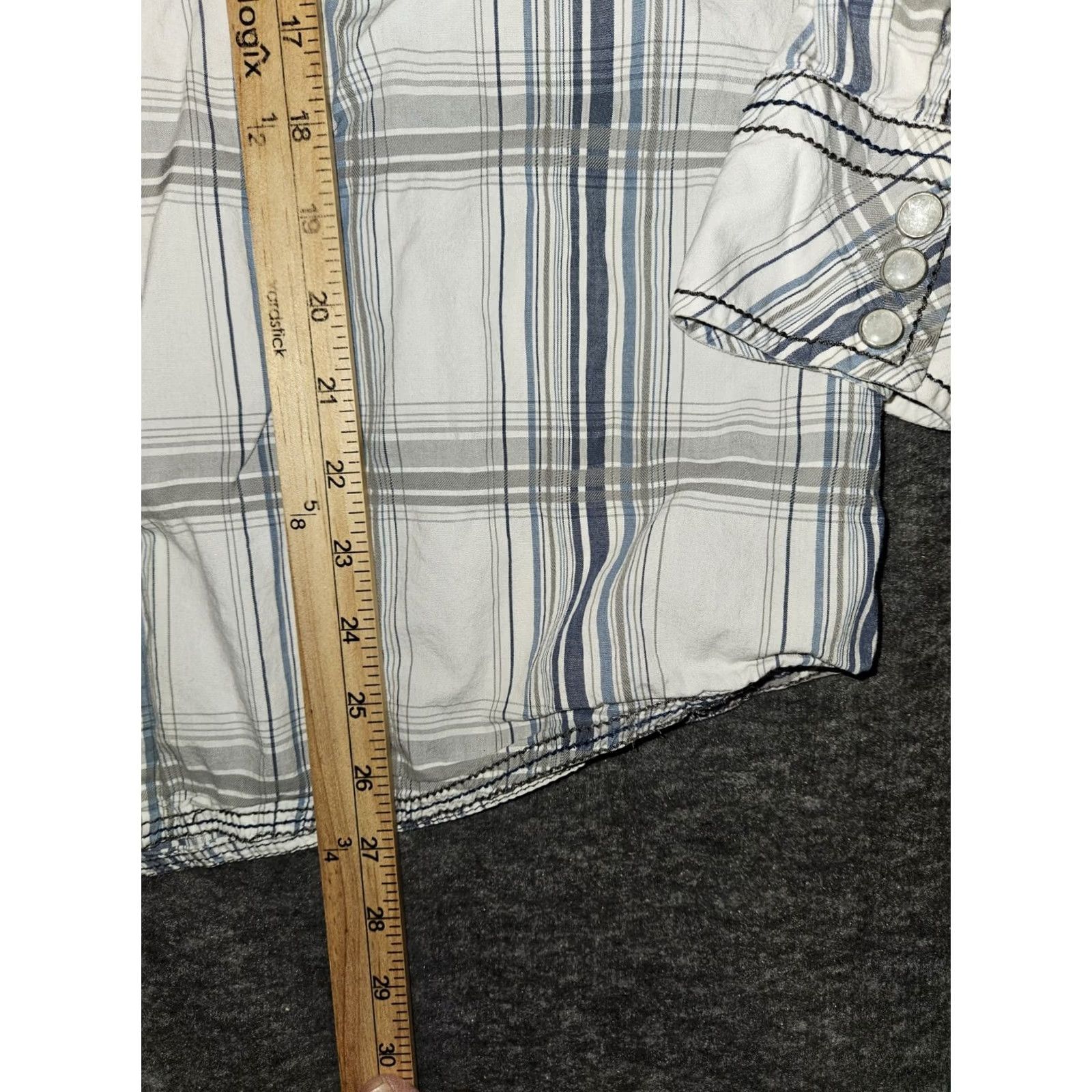 BKE VINTAGE BKE Pearl Snap Shirt Men L Slim White Plaid Roll Tab Preppy Western Cowboy Stretch Size US L / EU 52-54 / 3 - 4 Thumbnail