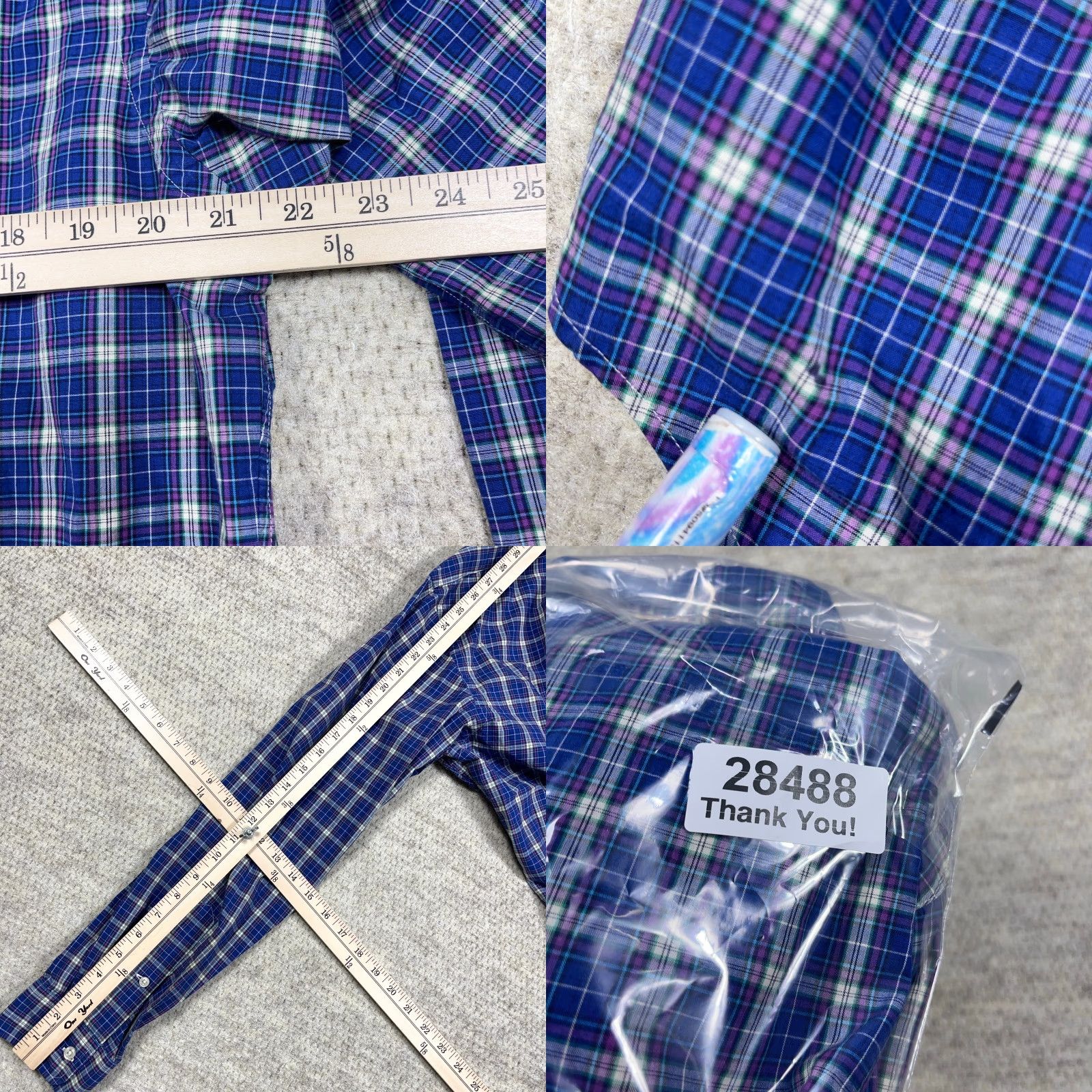 Ralph Lauren Ralph Lauren Shirt Men XL Custom Fit Blue Plaid Button-Up Tartan Dress Poplin Regular Size 46R - 8 Thumbnail