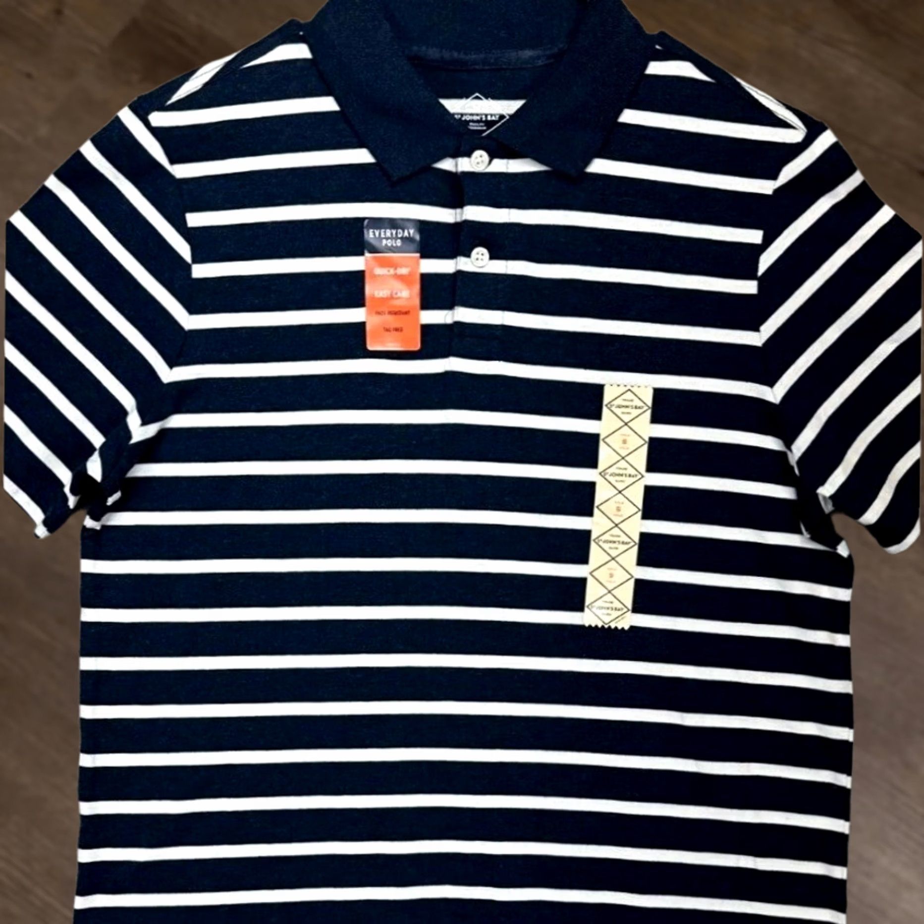 Vintage St Johns Bay Polo Shirt Mens Small Navy Striped Performance Quick Dry Rugby Size US S / EU 44-46 / 1 - 1 Thumbnail